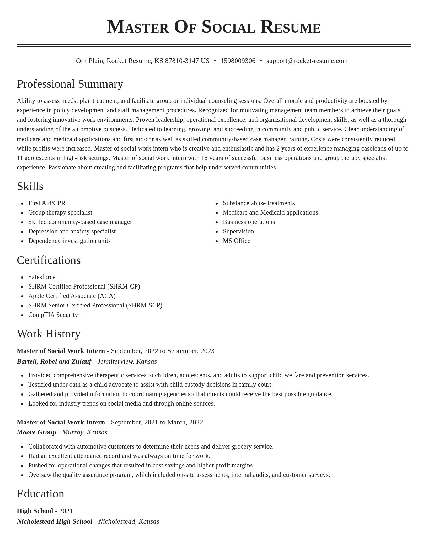Classic resume template