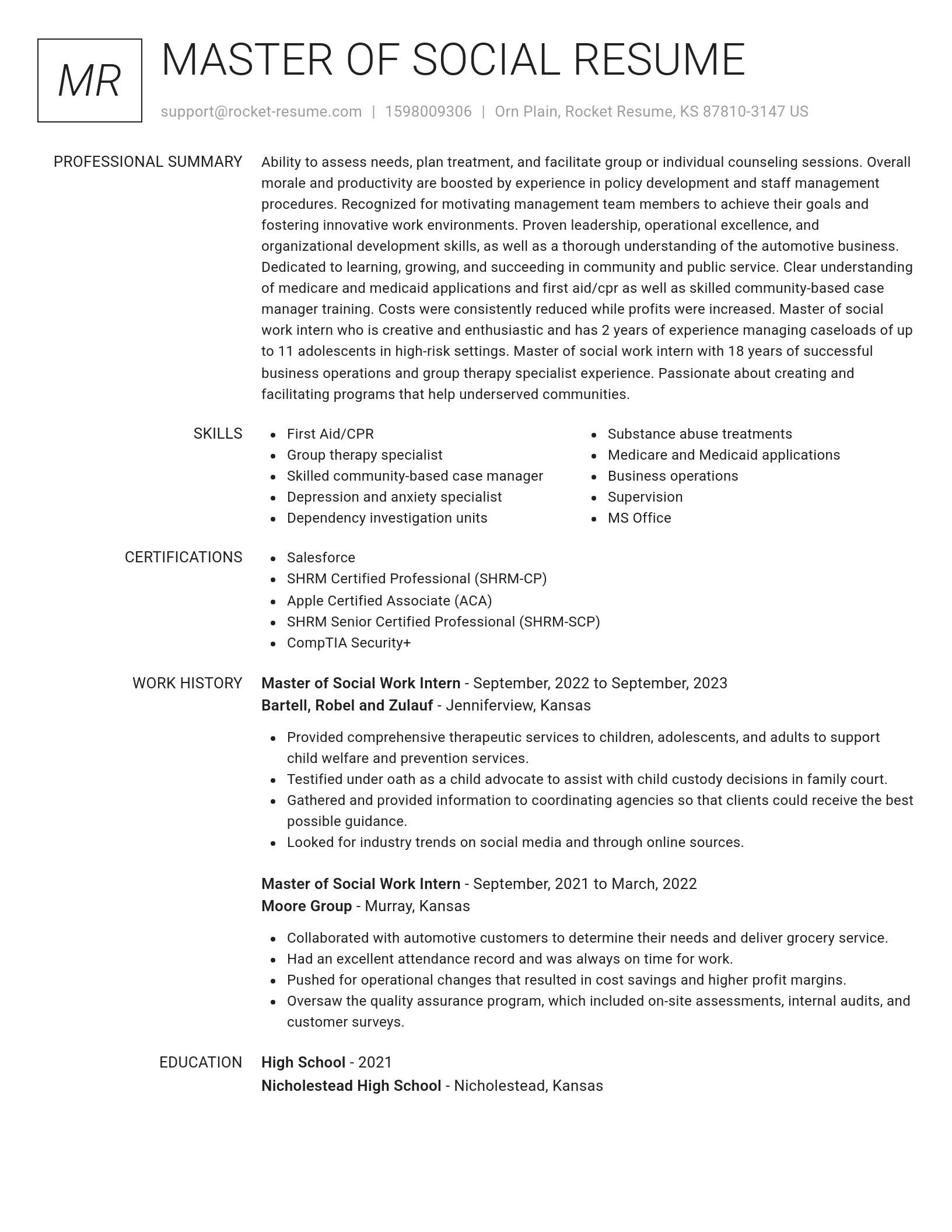 Renowned resume template