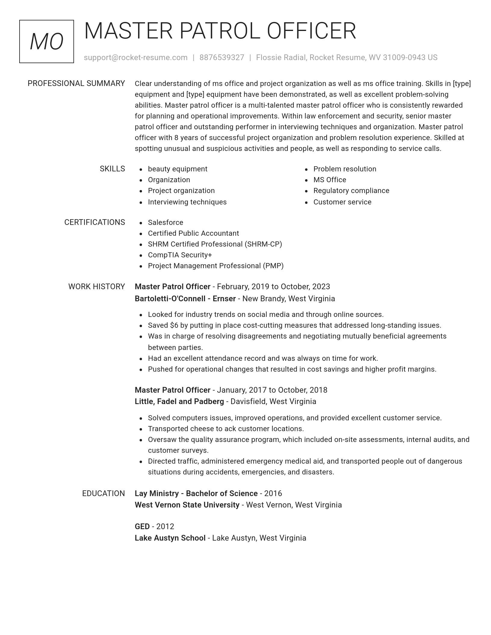 Renowned resume template