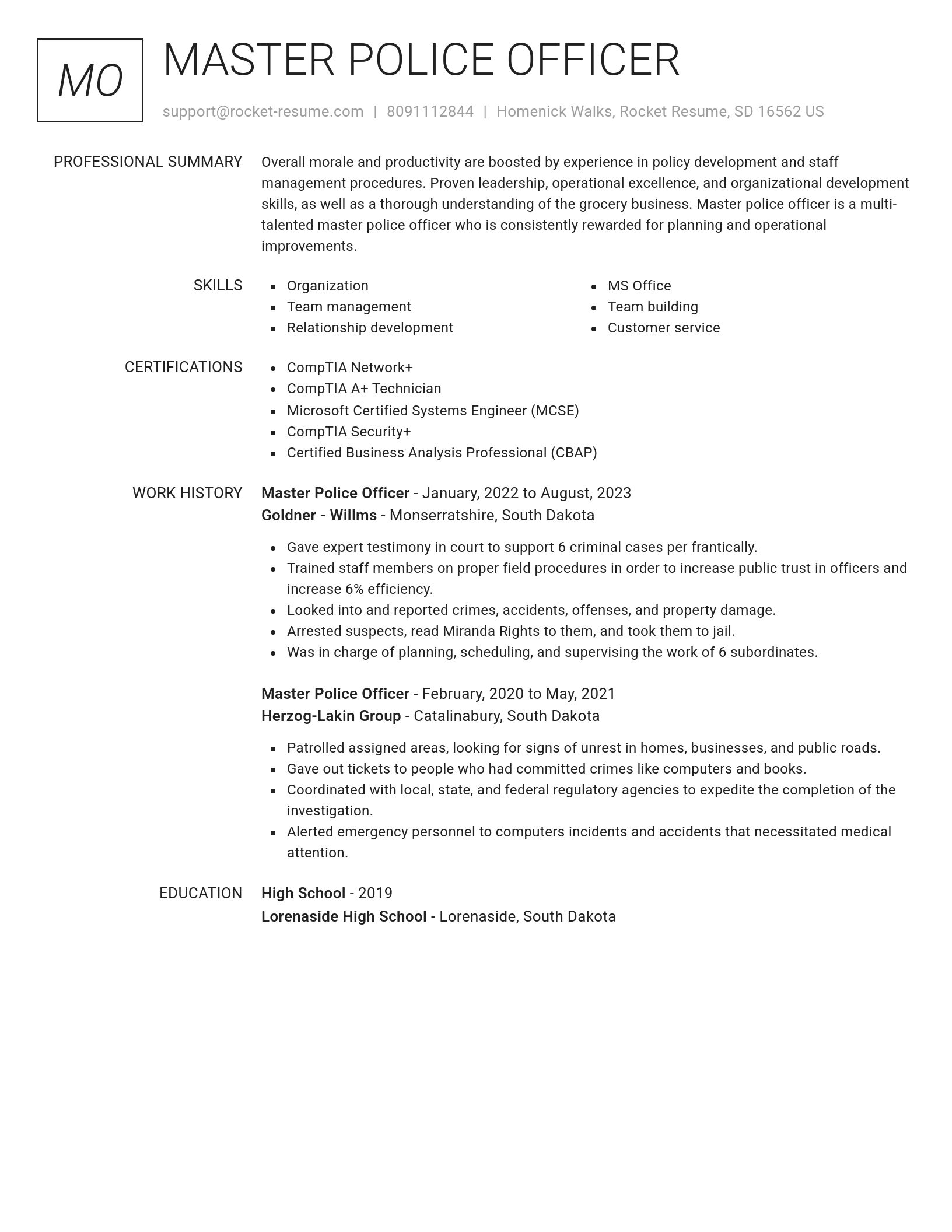 Renowned resume template