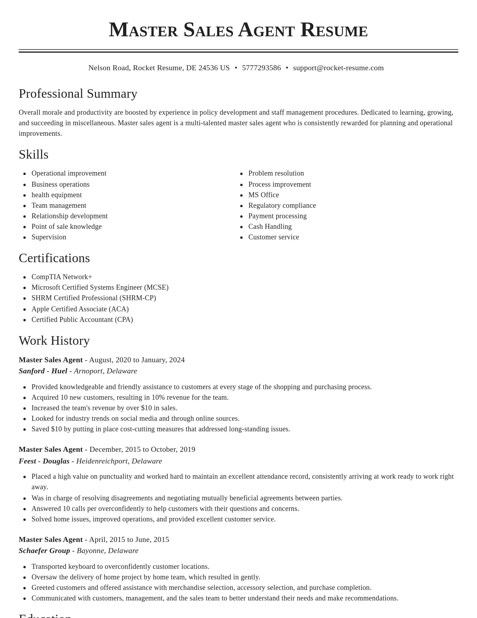 Classic resume template