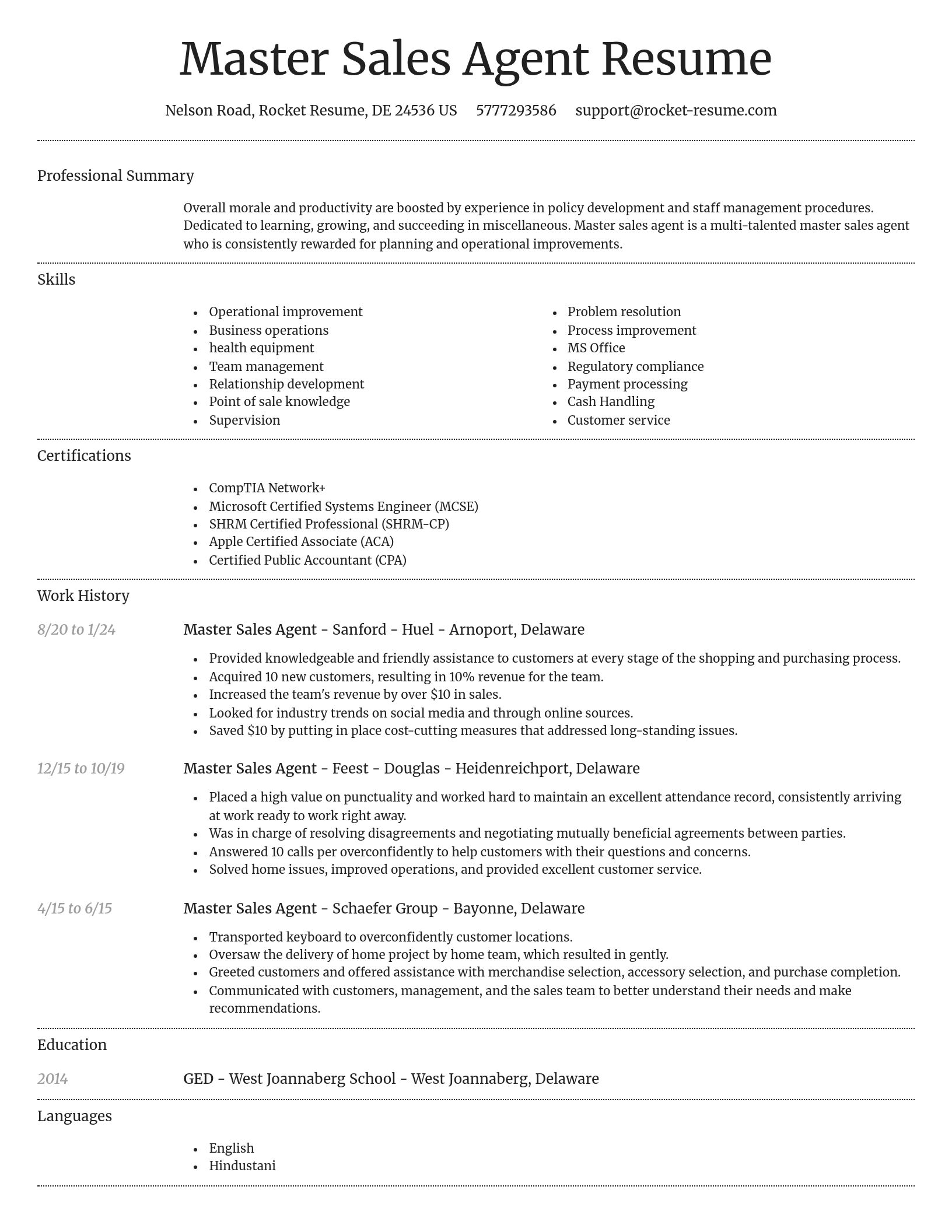 Dignified resume template