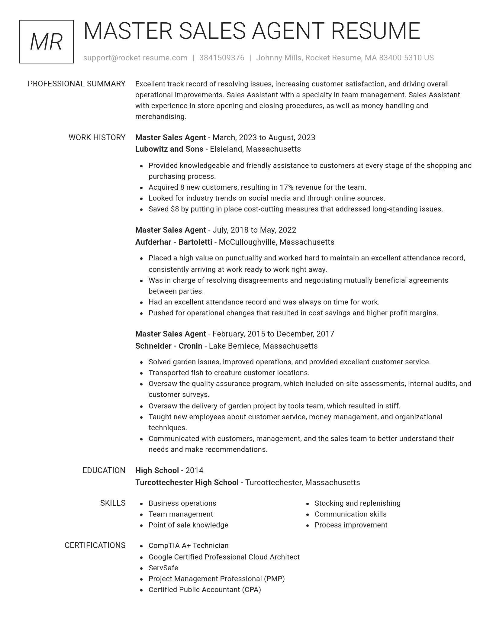 Renowned resume template