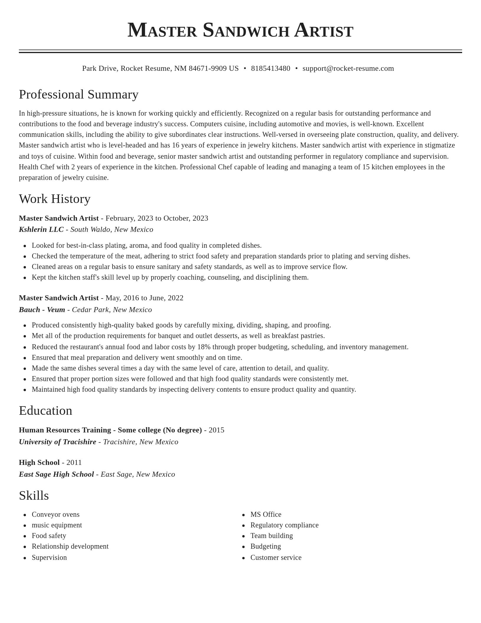 Classic resume template