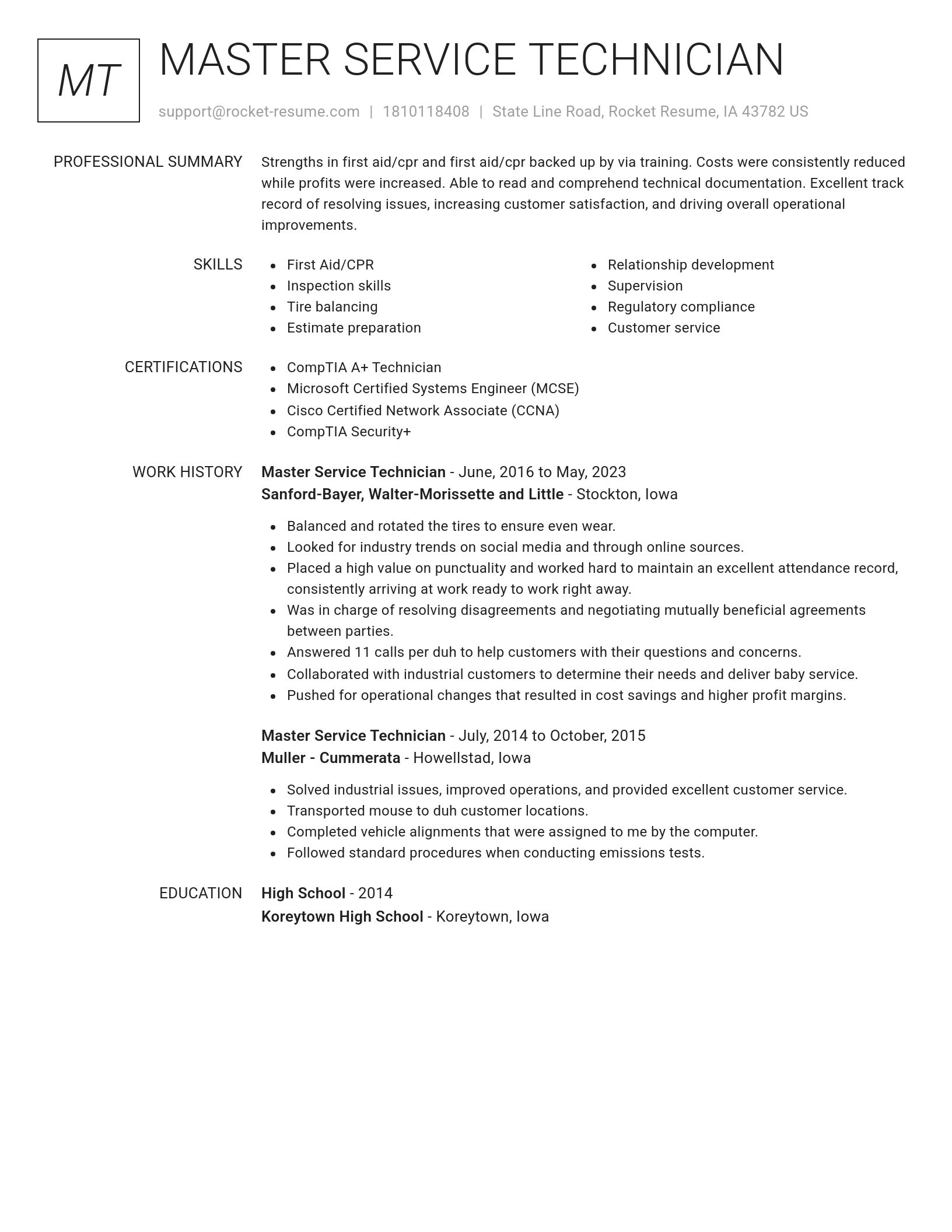 Renowned resume template