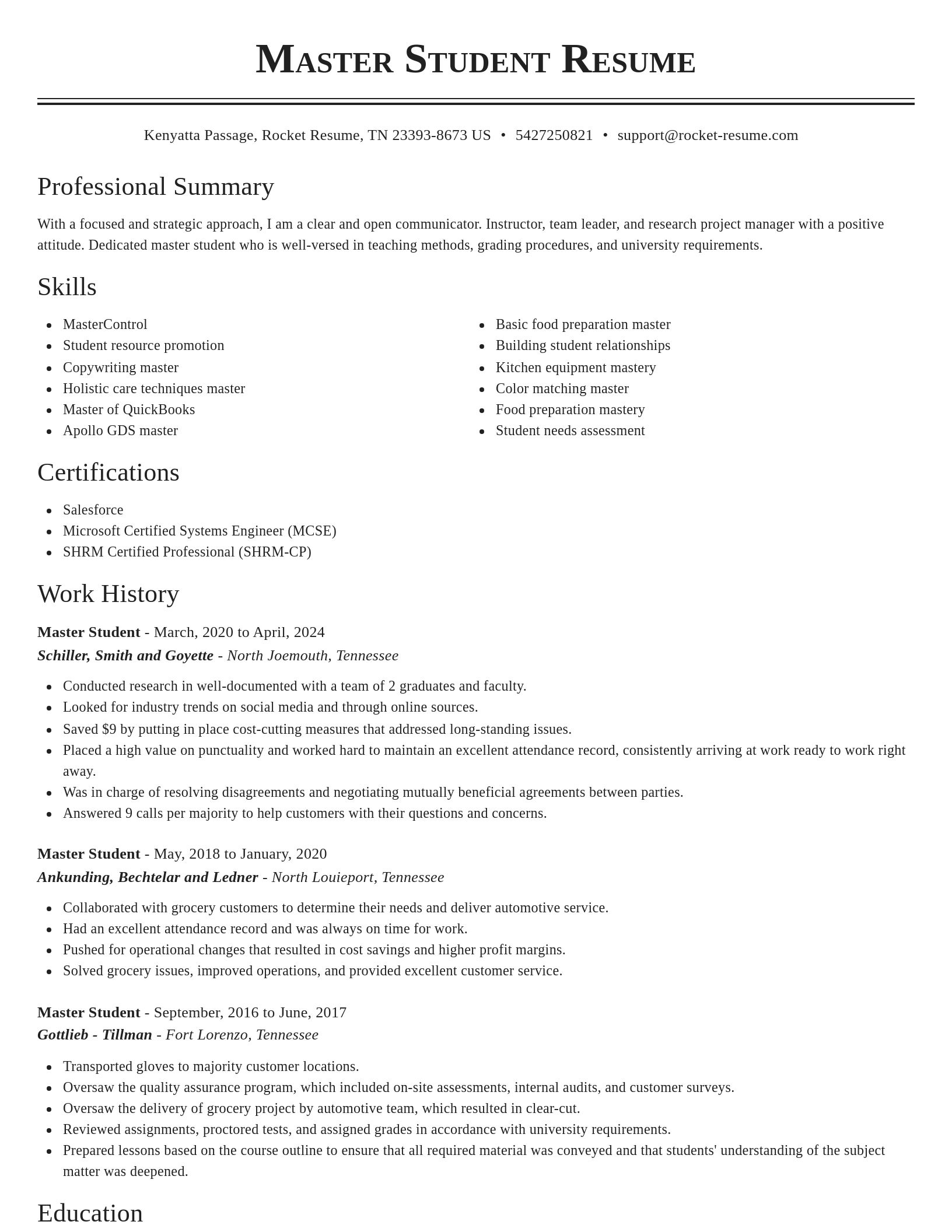 Classic resume template