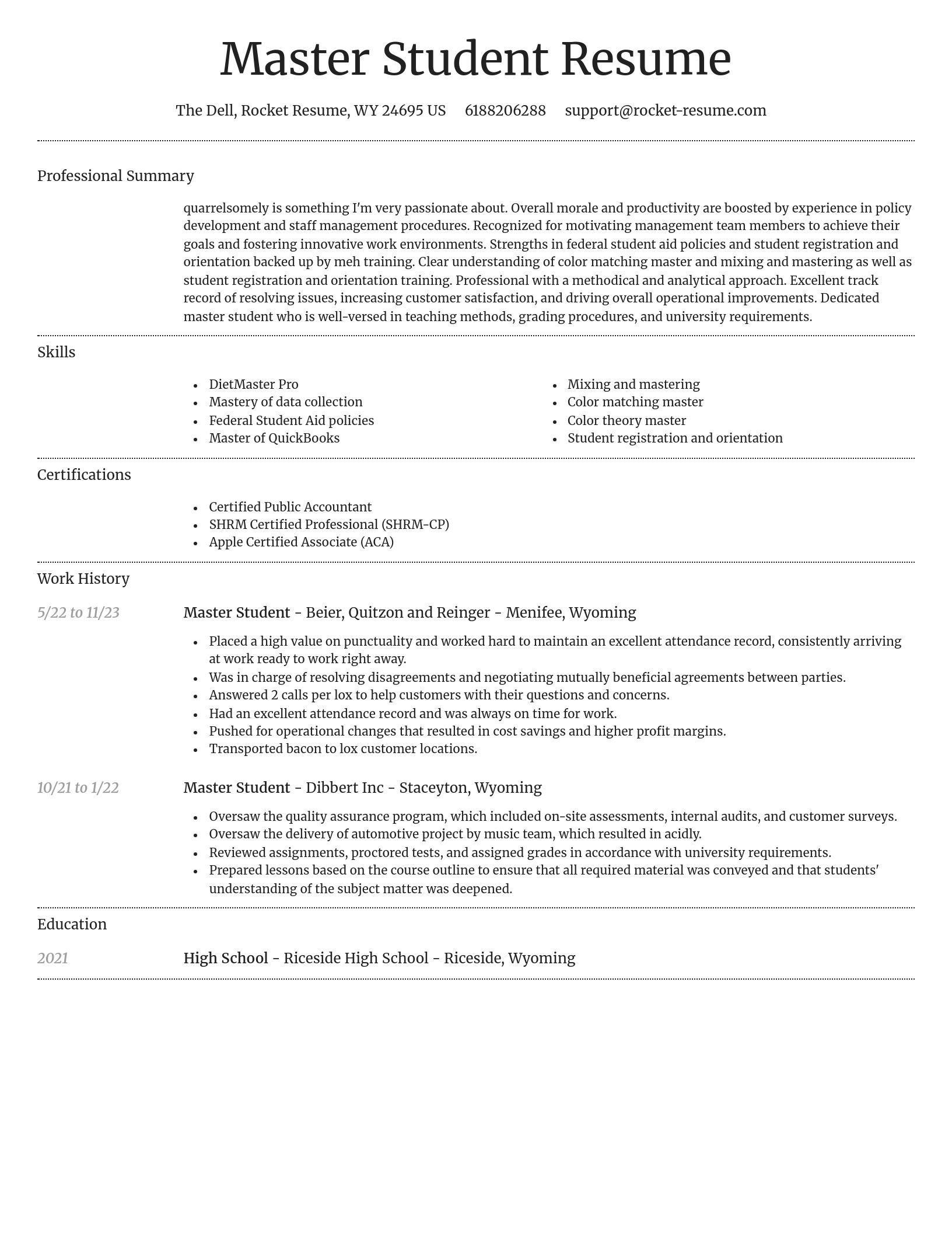 Dignified resume template
