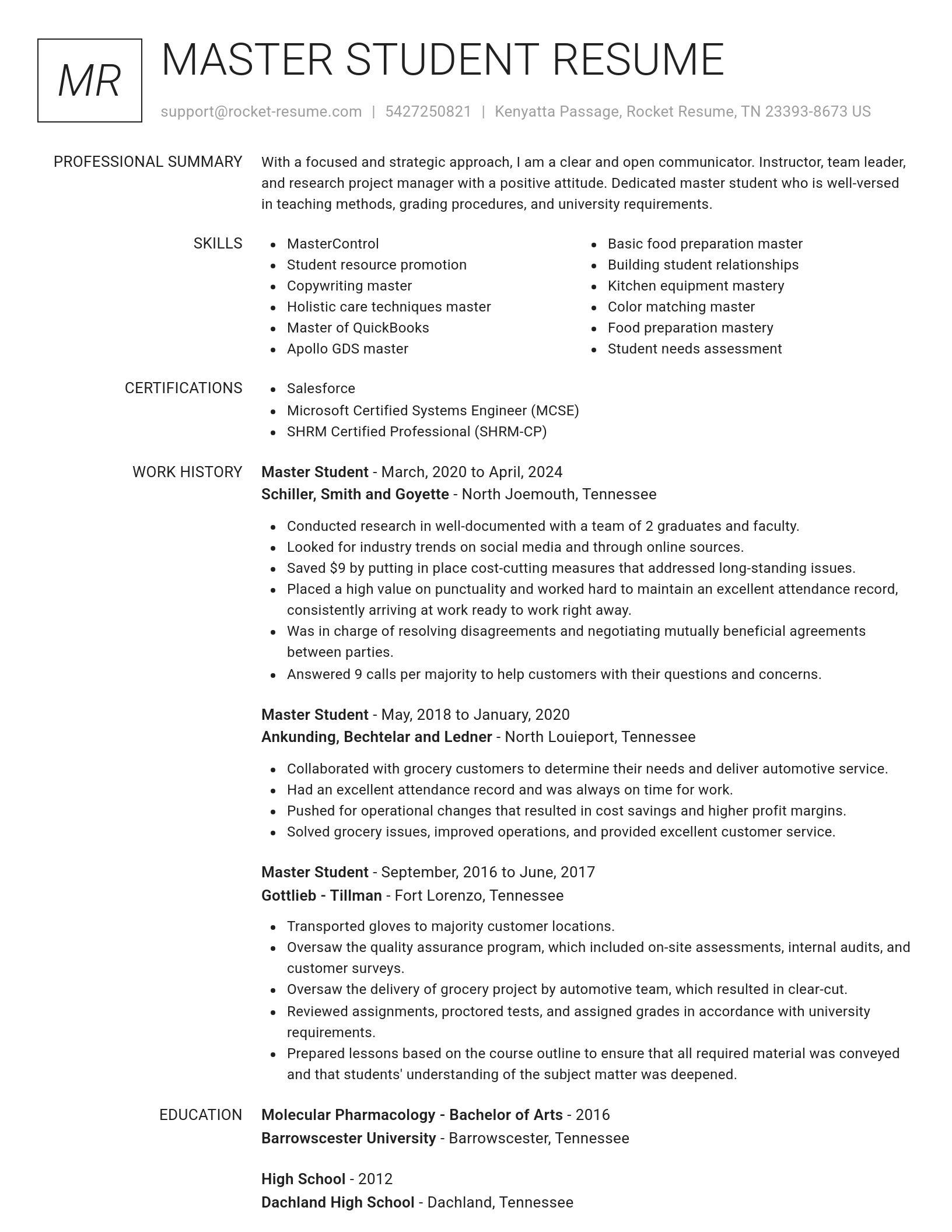 Renowned resume template
