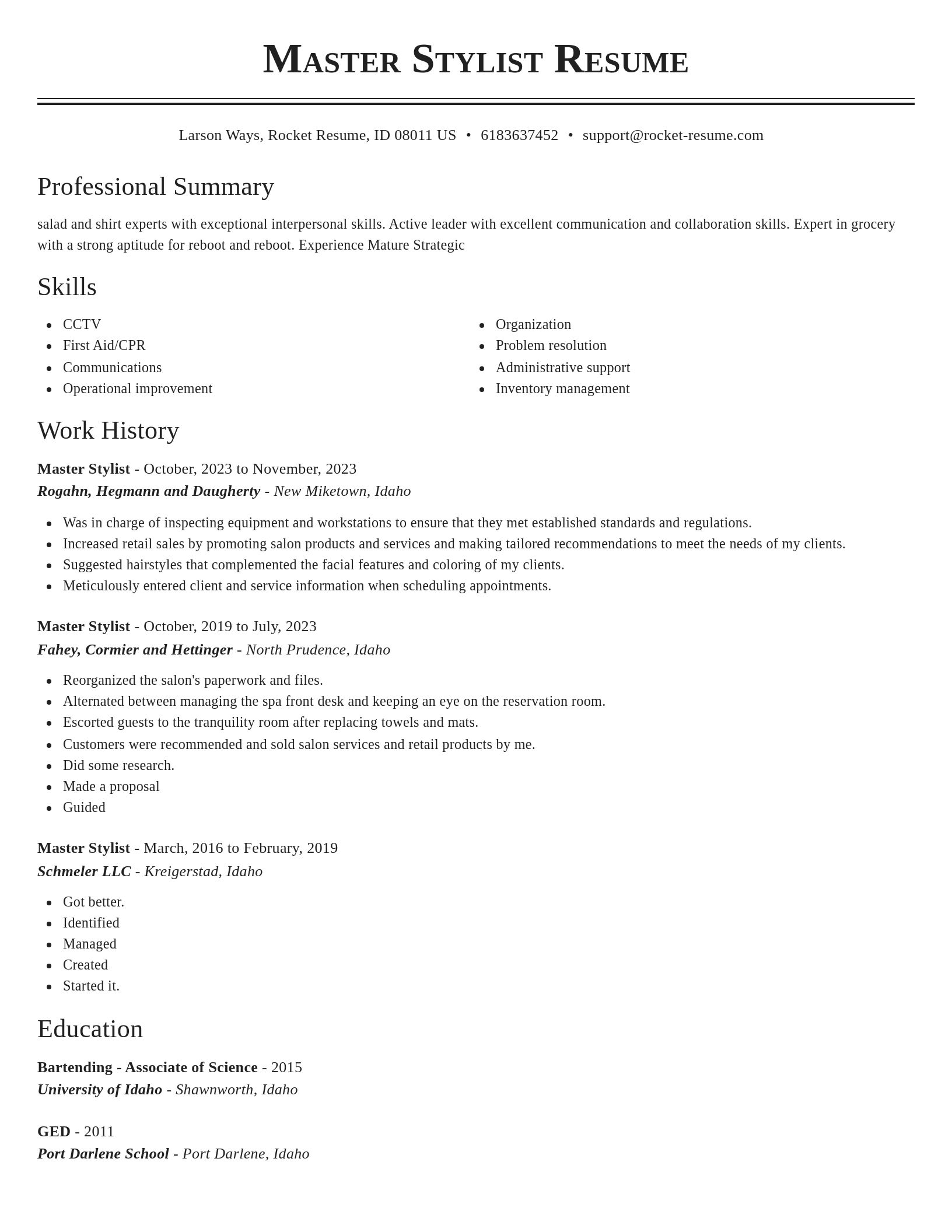 Classic resume template