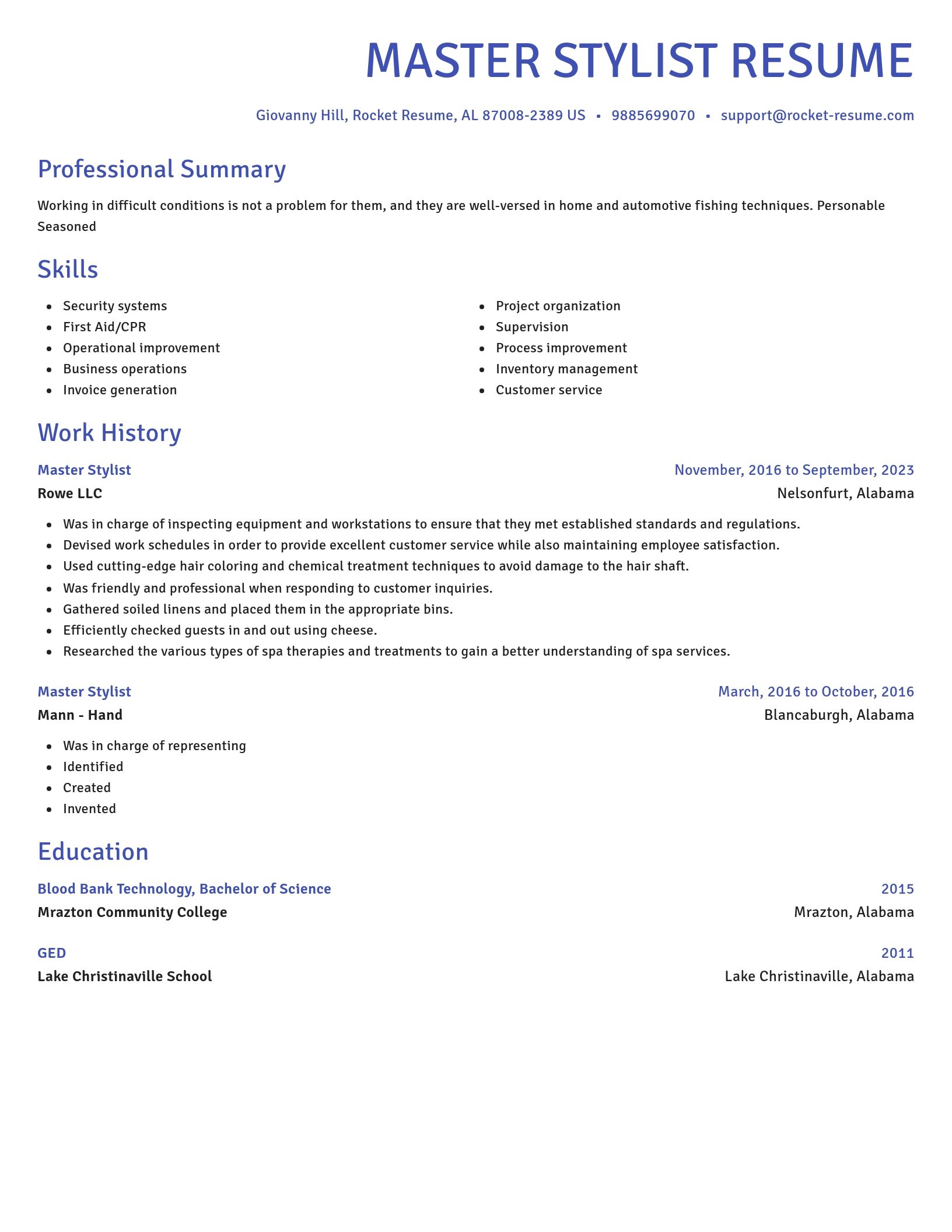 Novel resume template