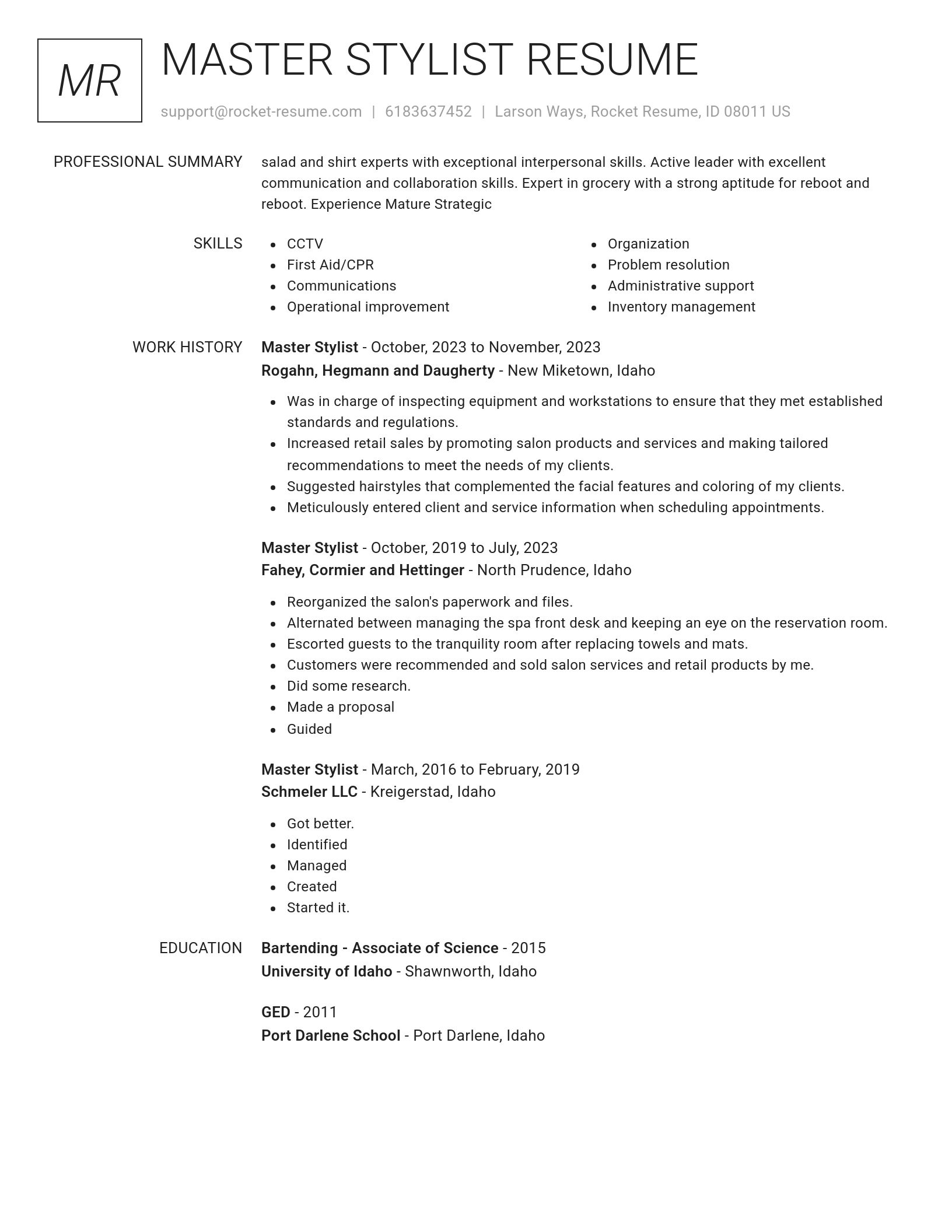 Renowned resume template
