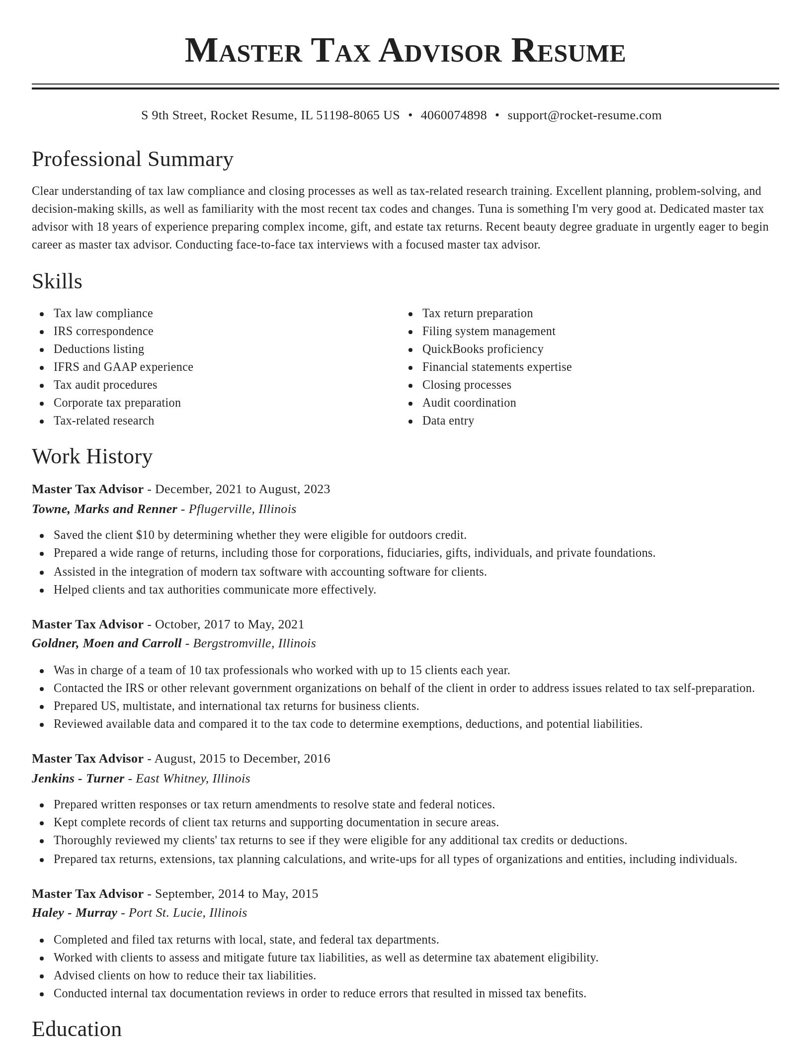 Classic resume template