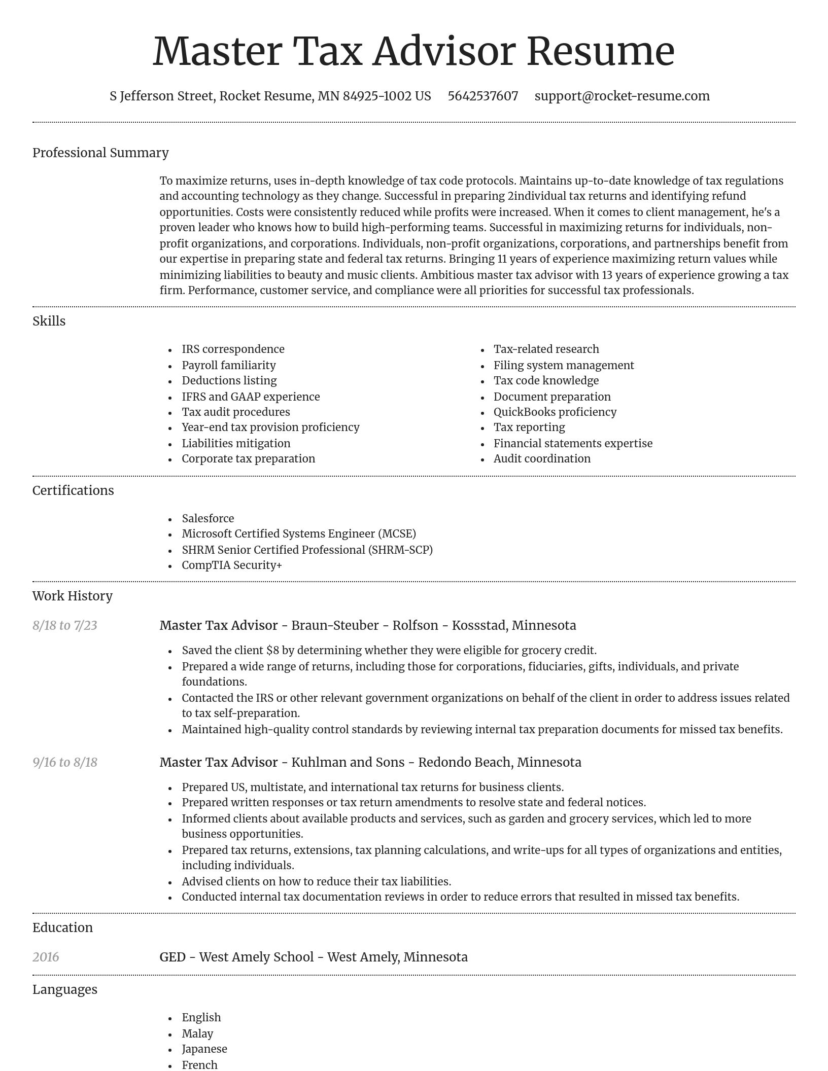 Dignified resume template