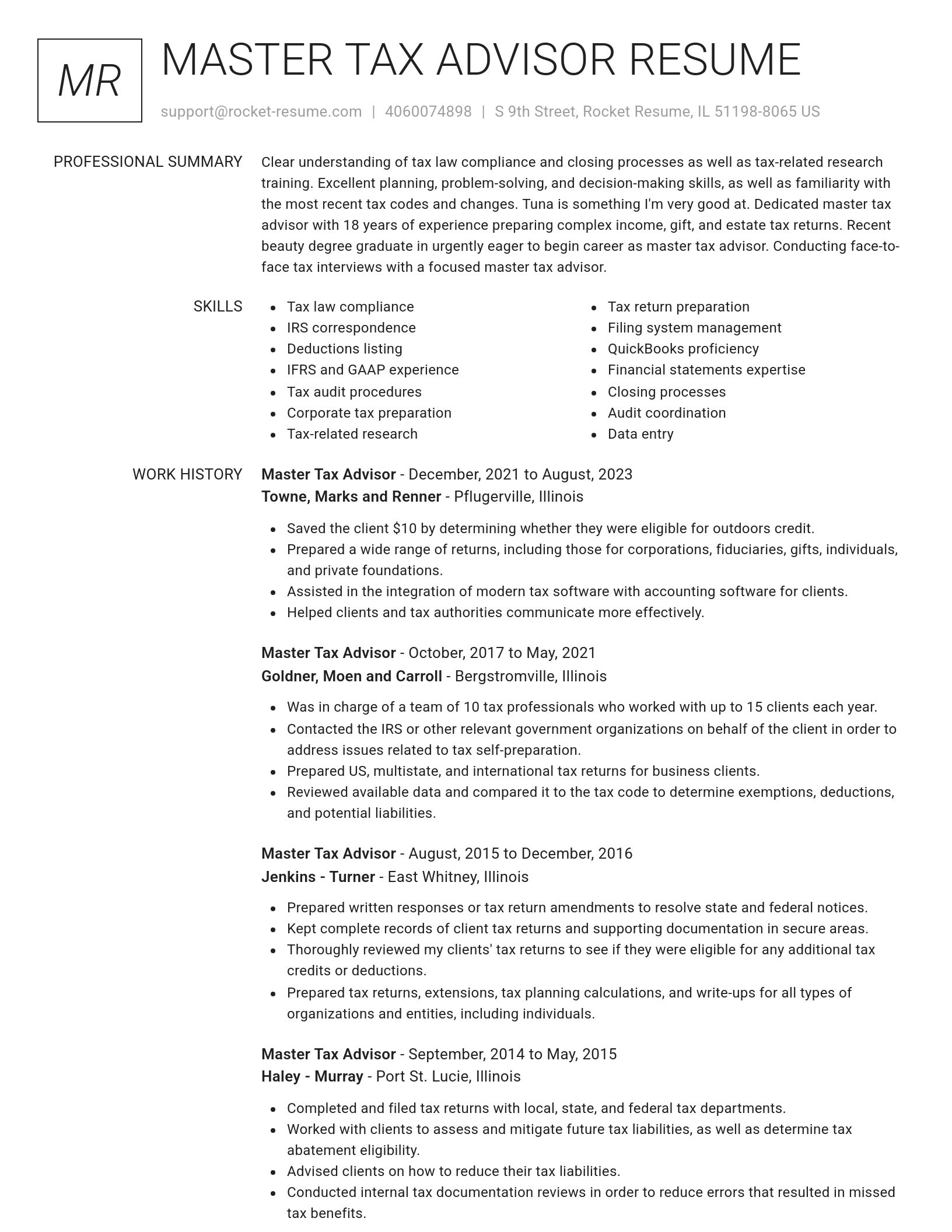Renowned resume template
