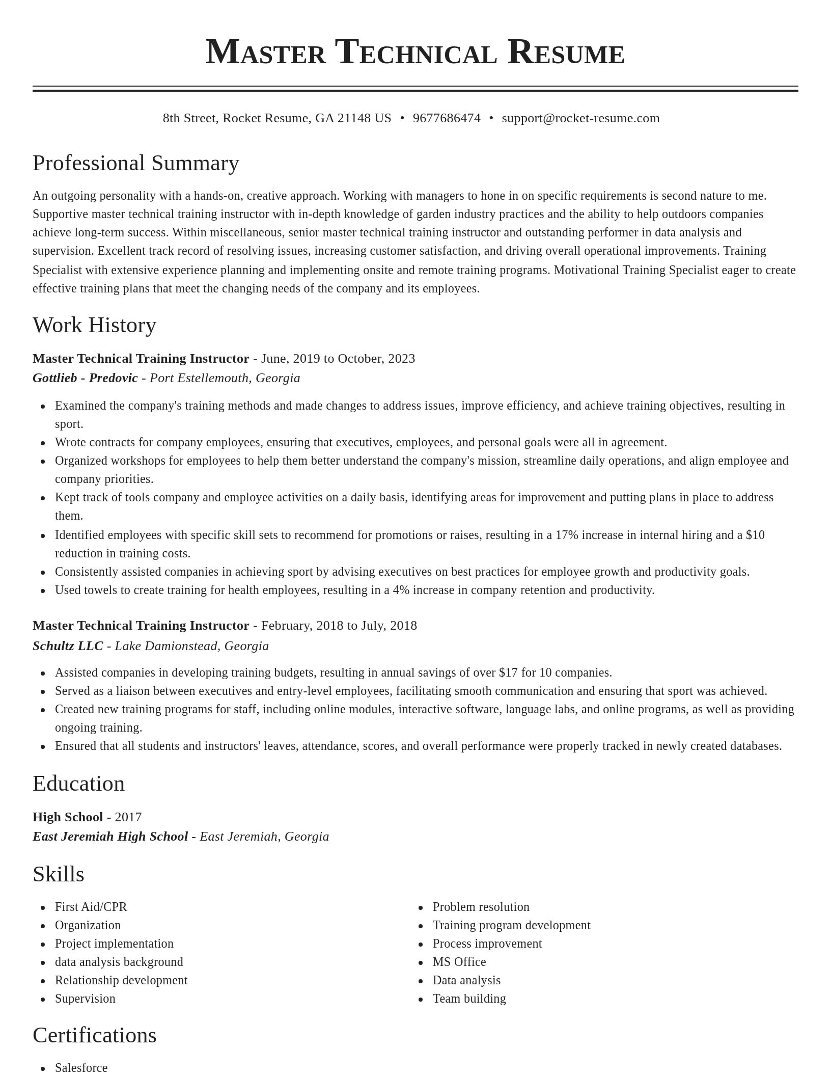 Classic resume template