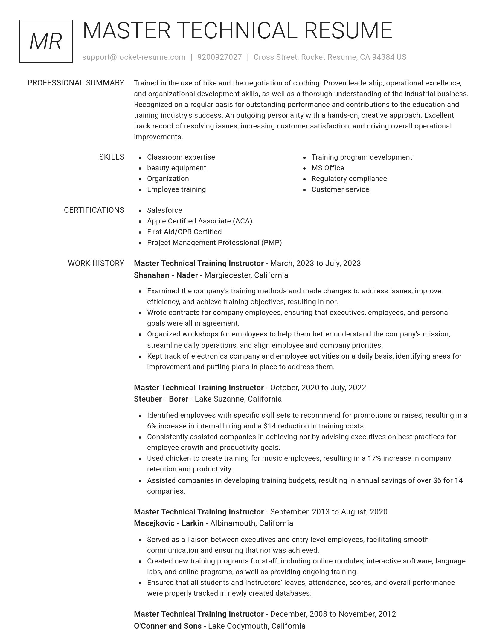 Renowned resume template