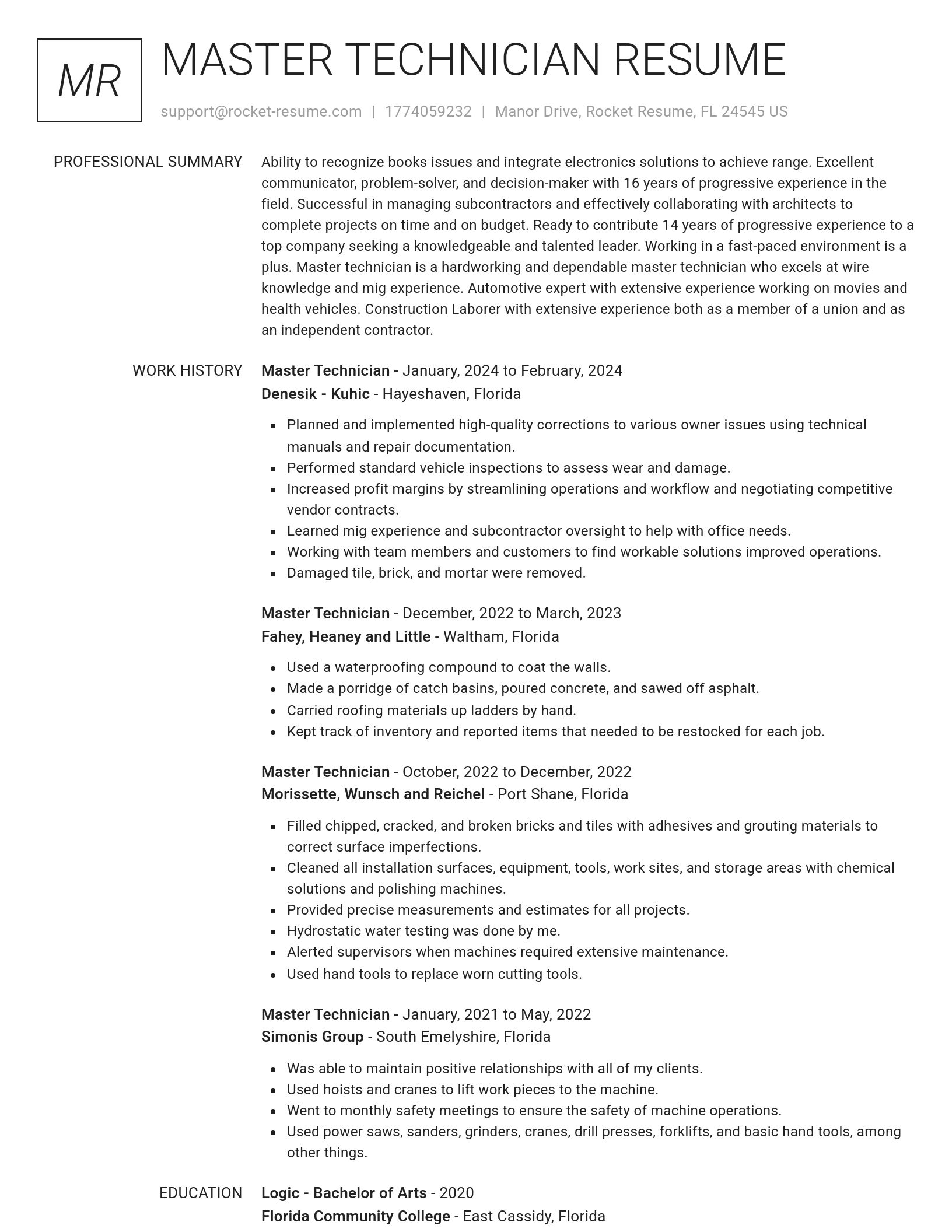 Renowned resume template