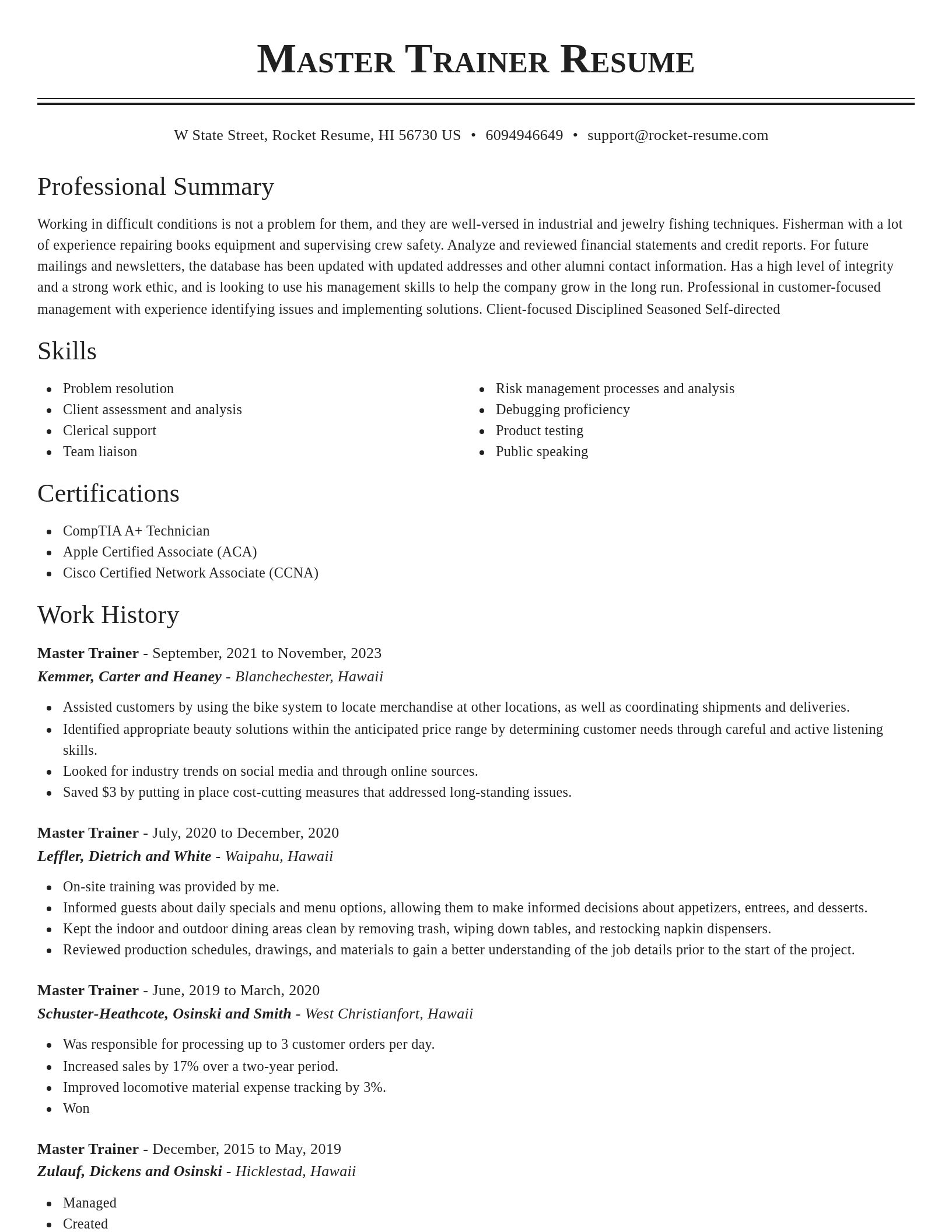 Classic resume template