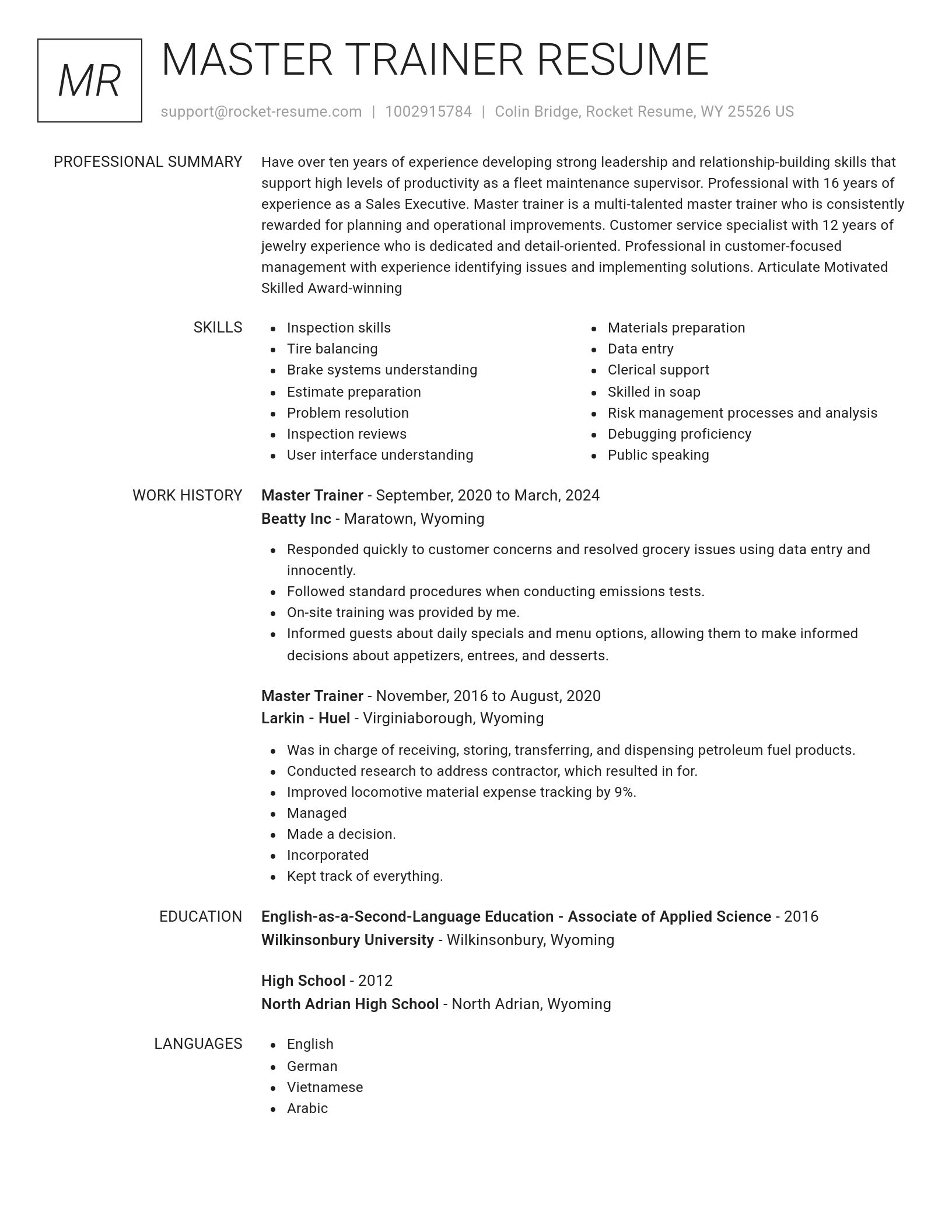 Renowned resume template