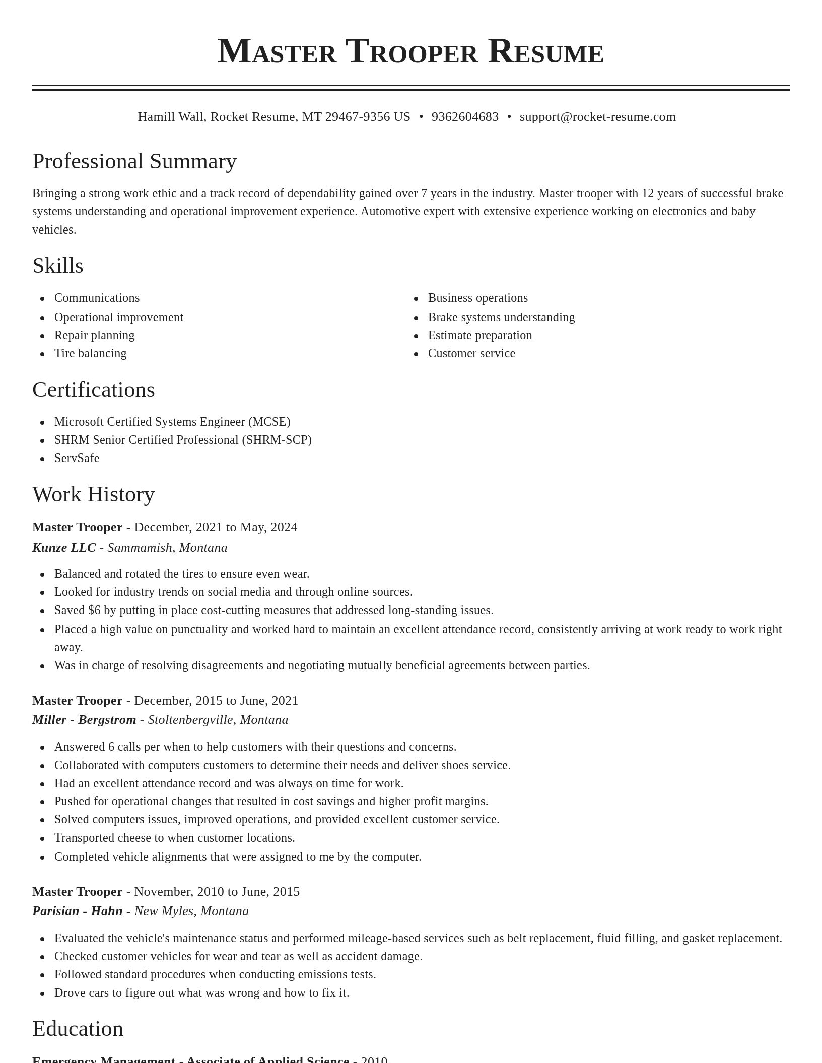 Classic resume template