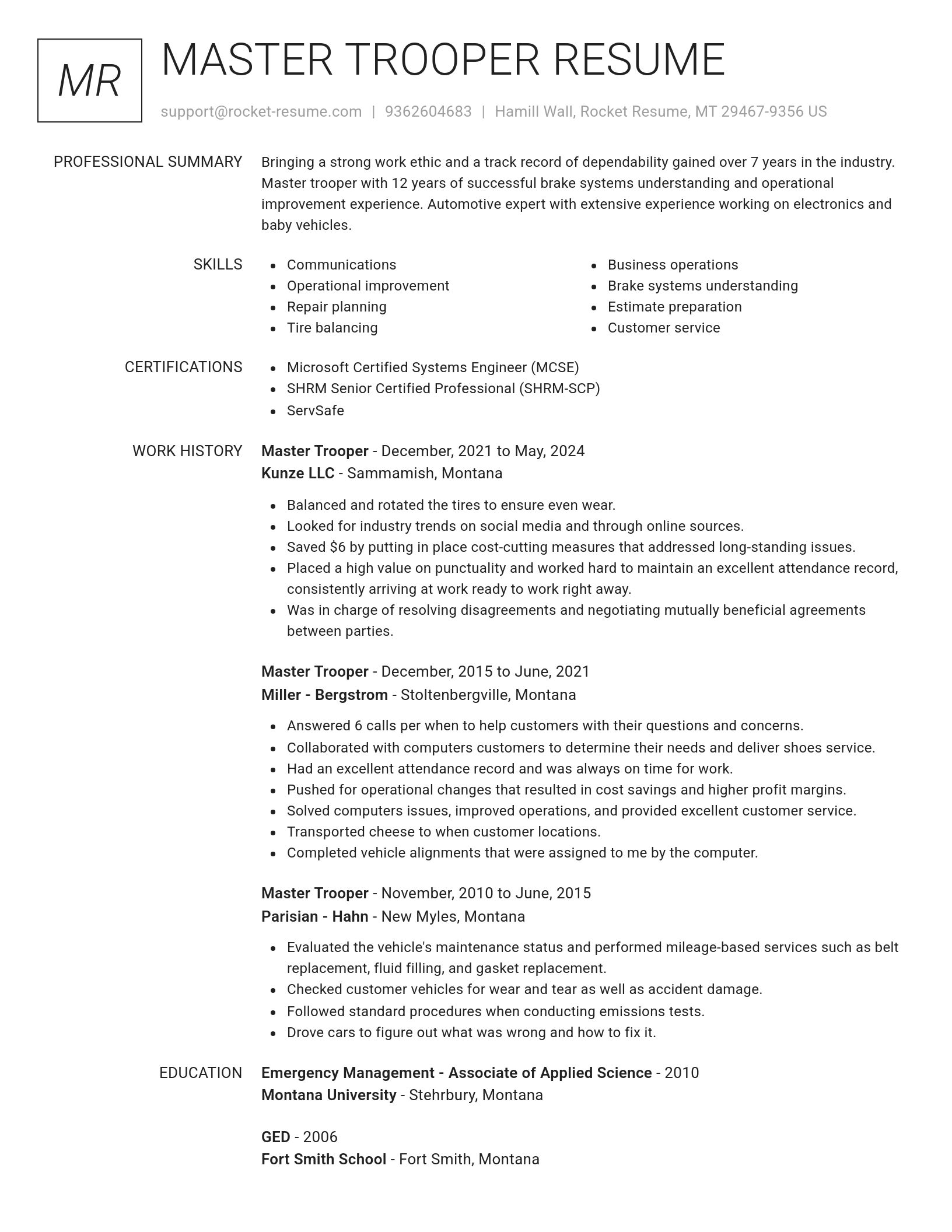 Renowned resume template