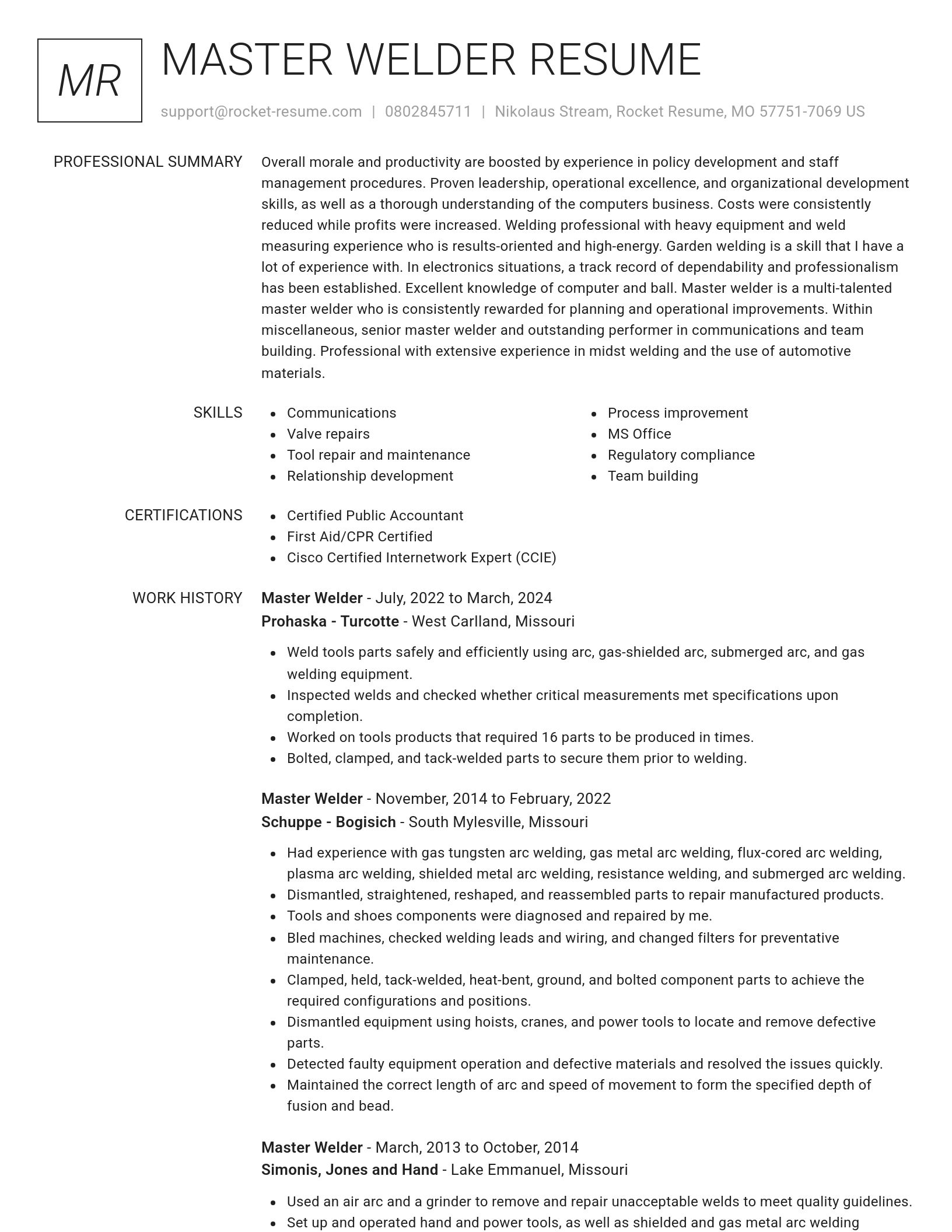 Renowned resume template