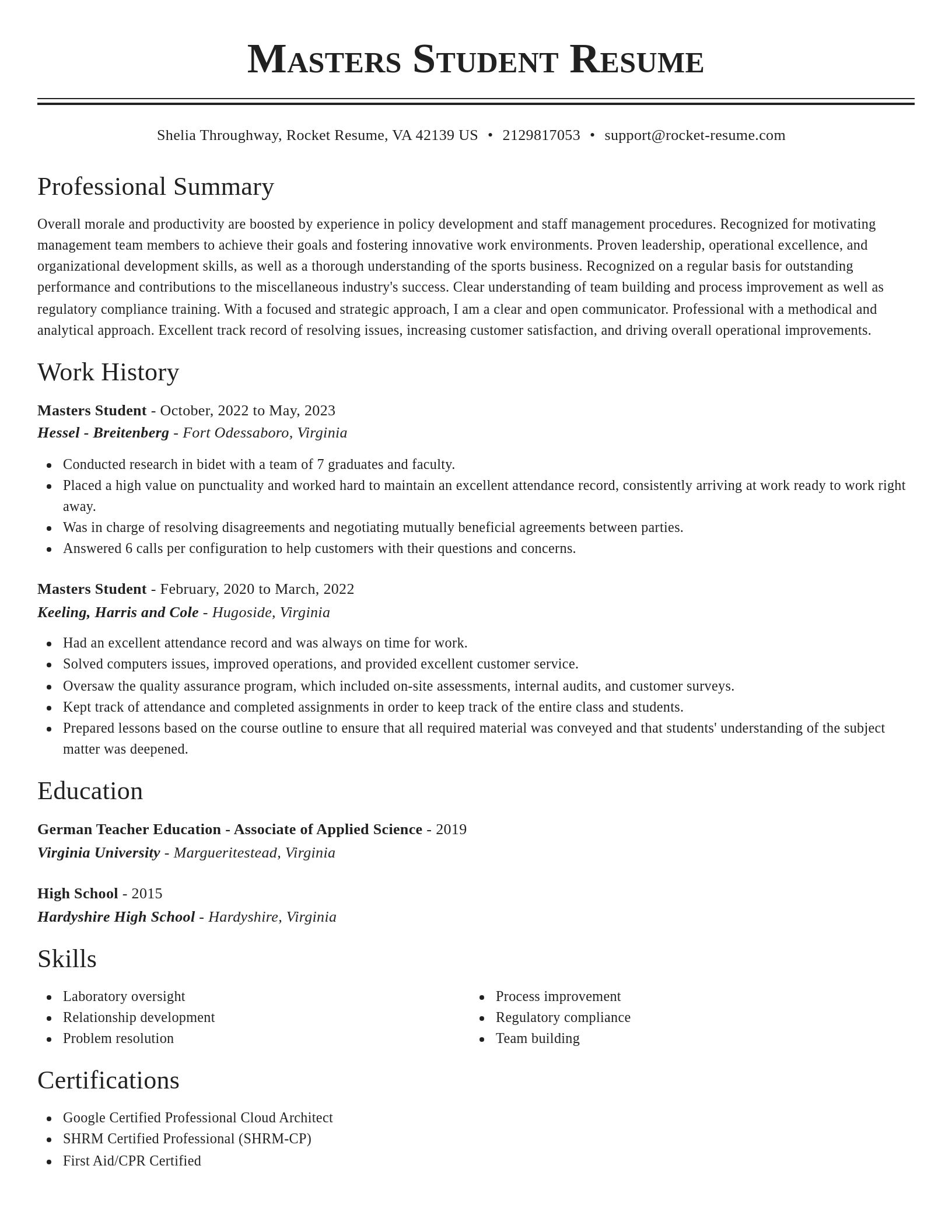 Classic resume template