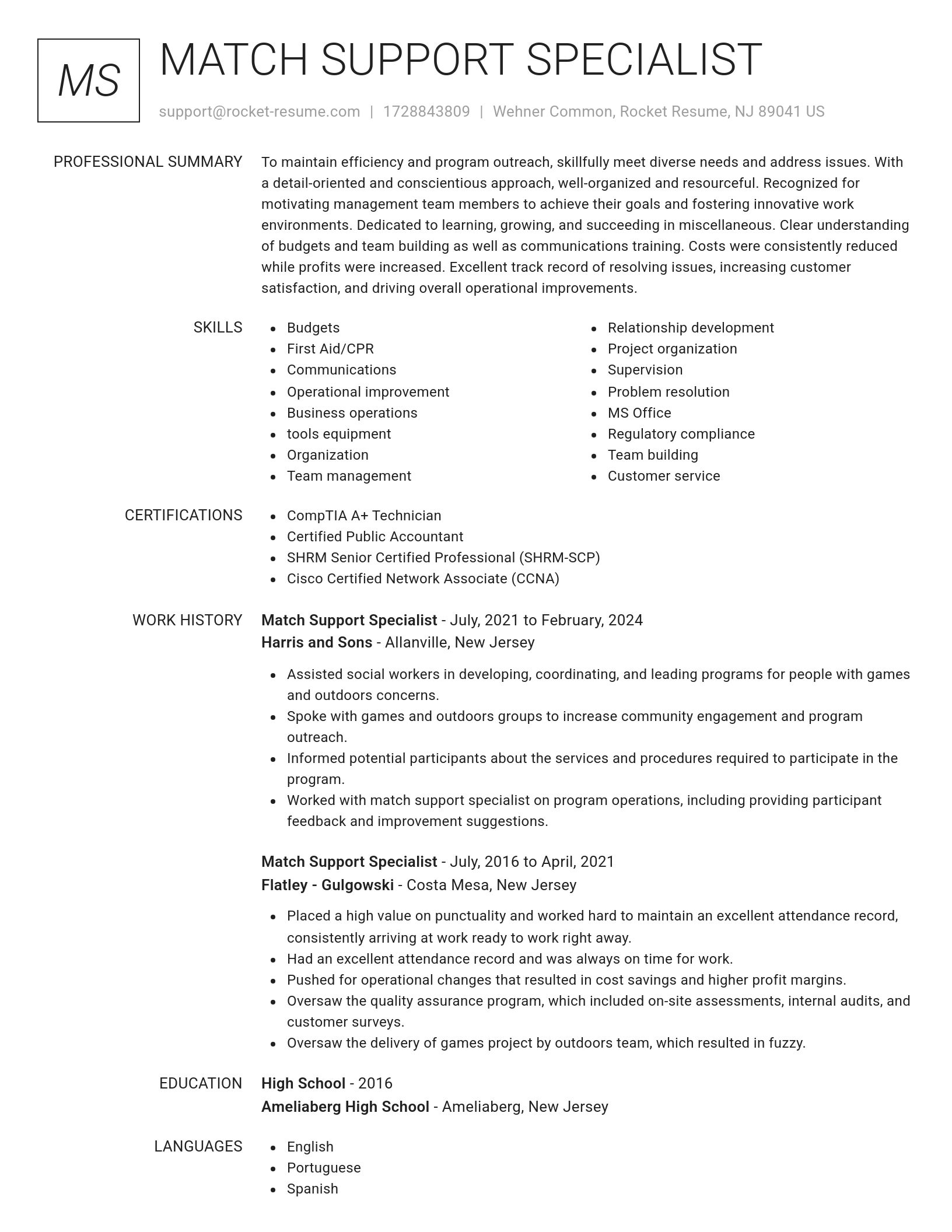 Renowned resume template