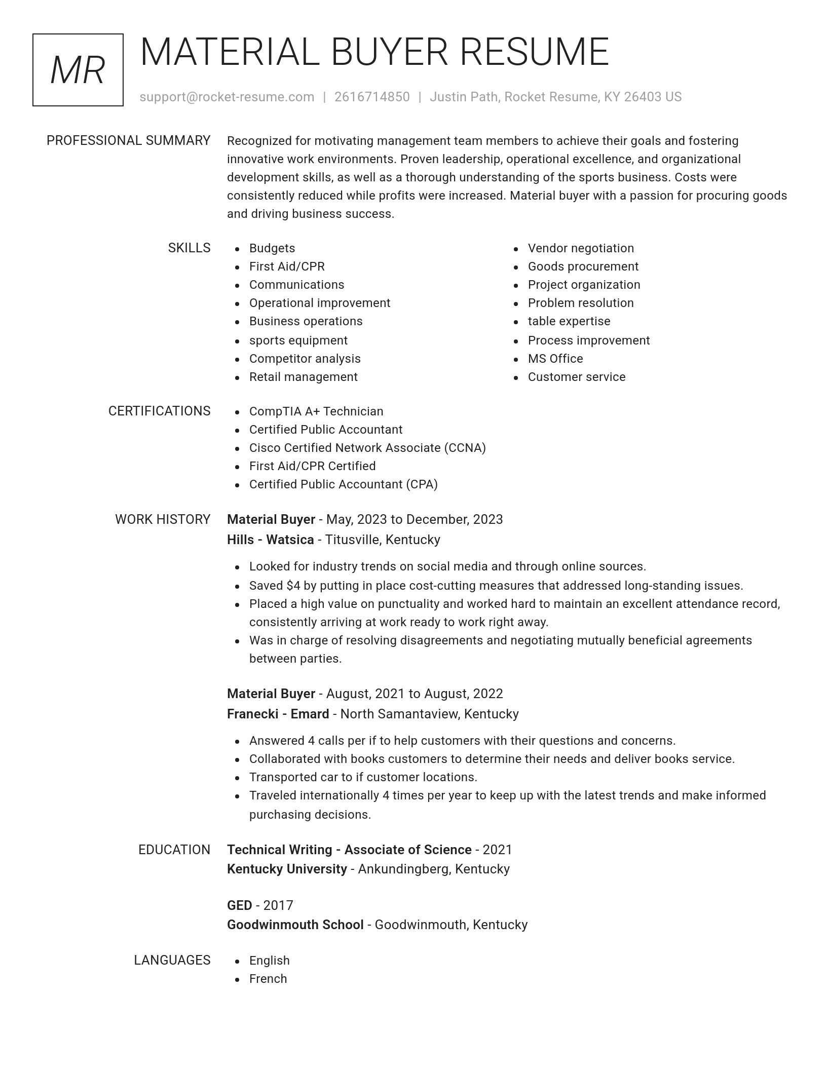 Renowned resume template