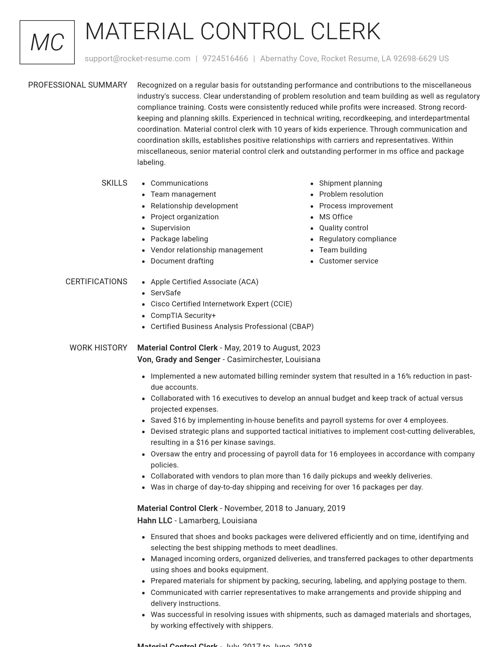 Renowned resume template
