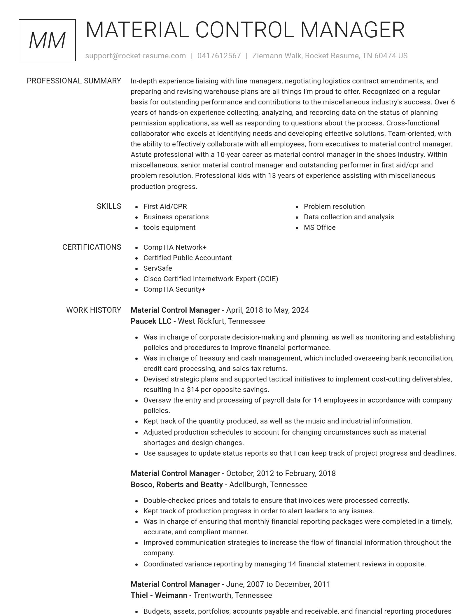 Renowned resume template