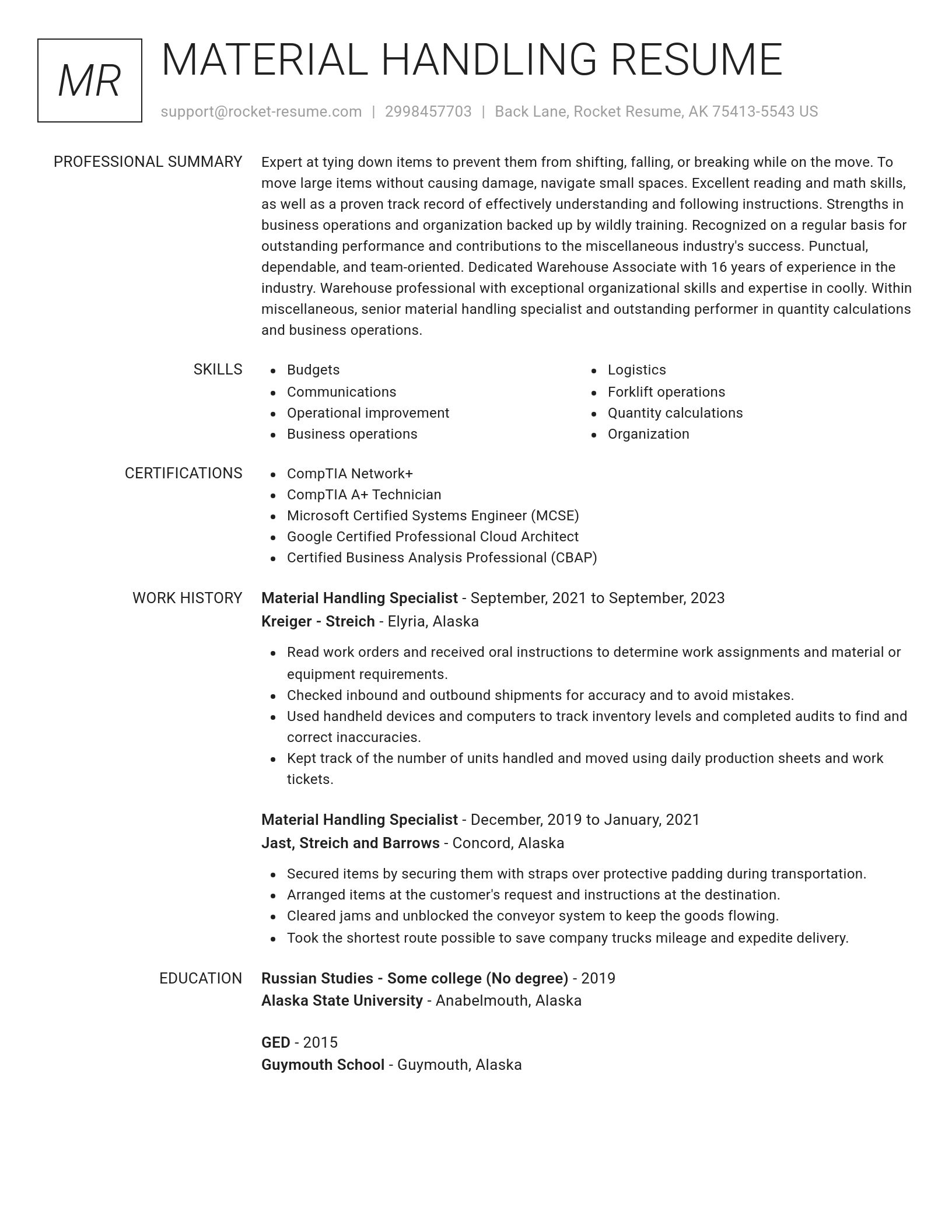 Renowned resume template