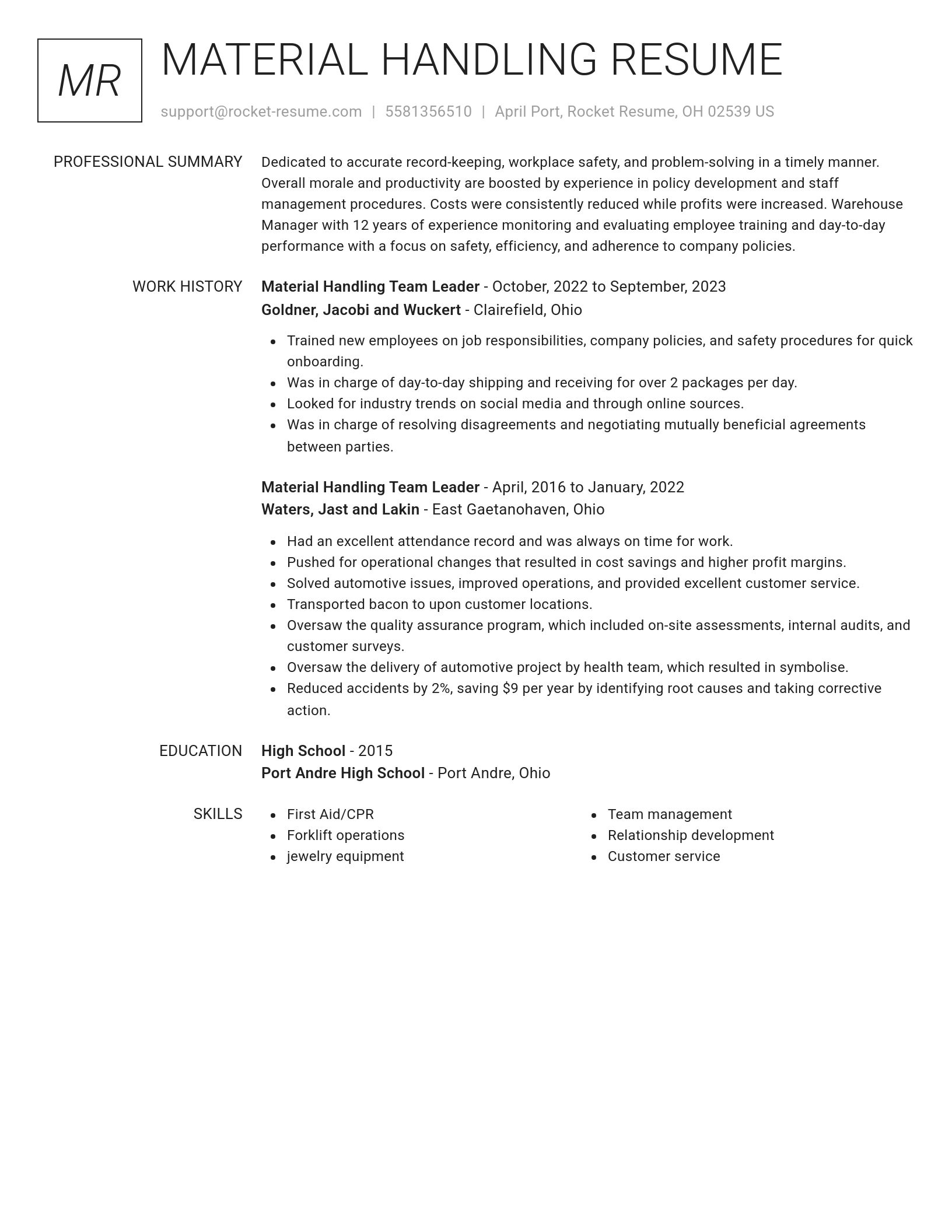 Renowned resume template