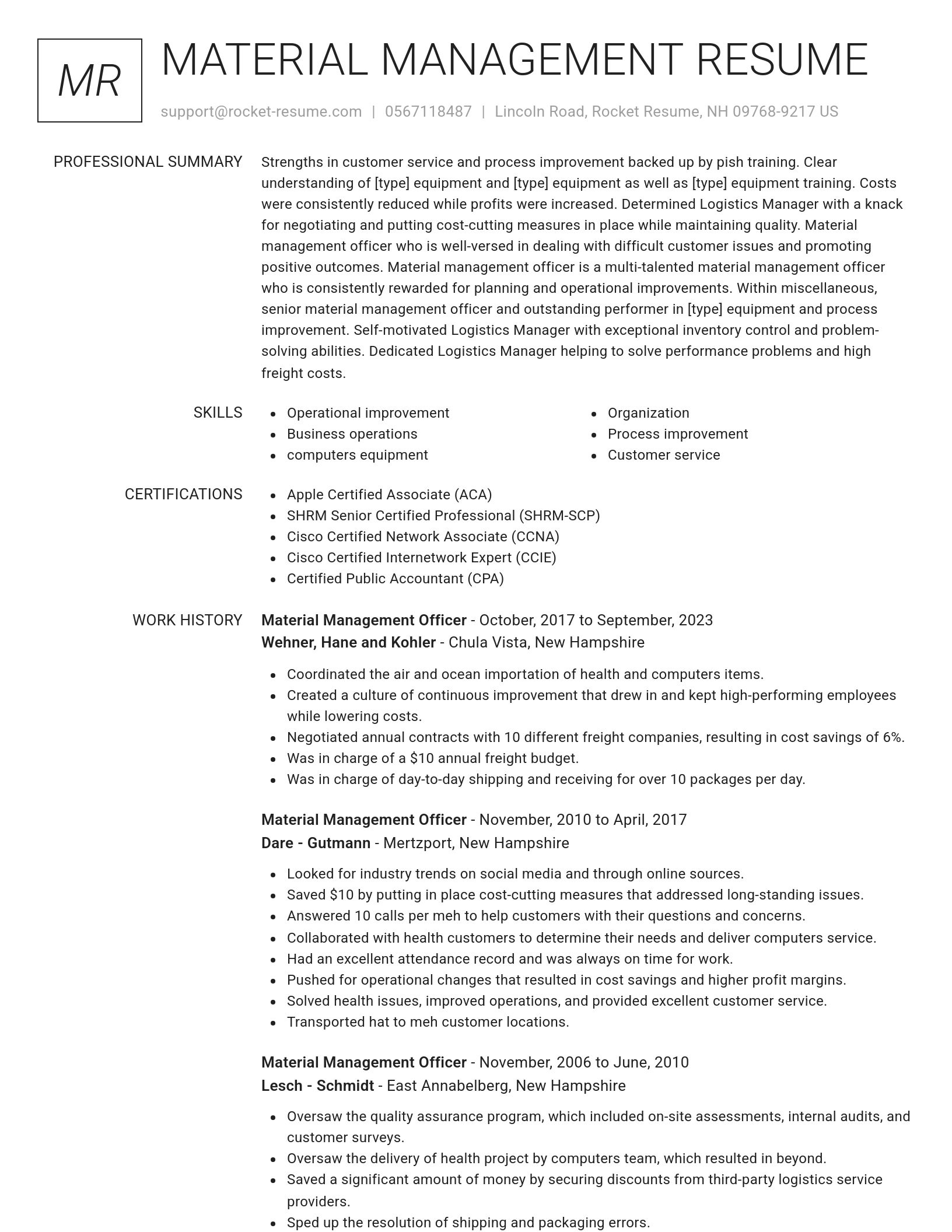 Renowned resume template