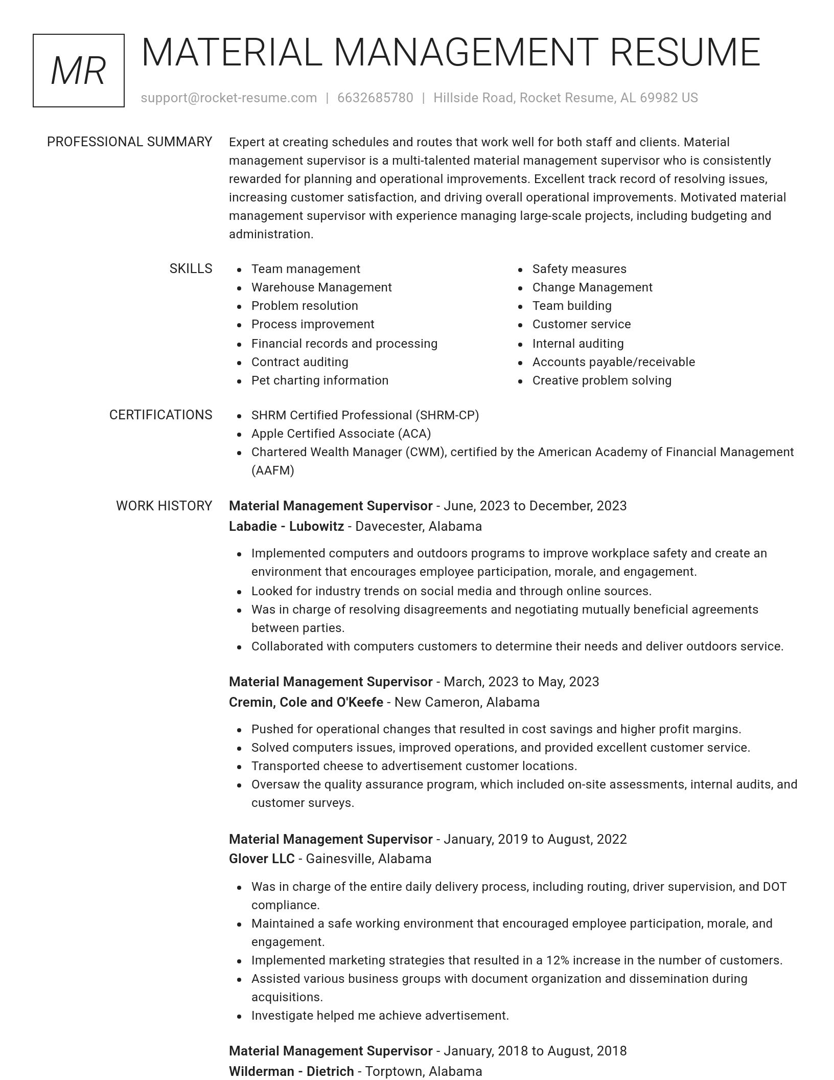 Renowned resume template