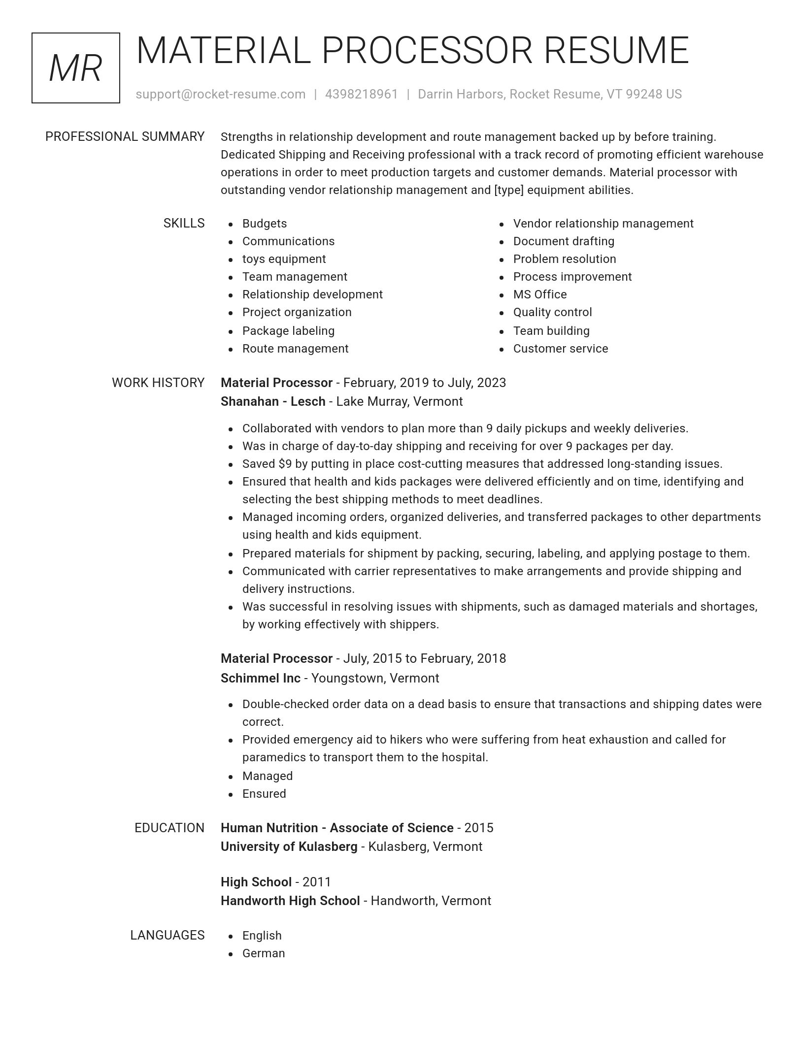 Renowned resume template