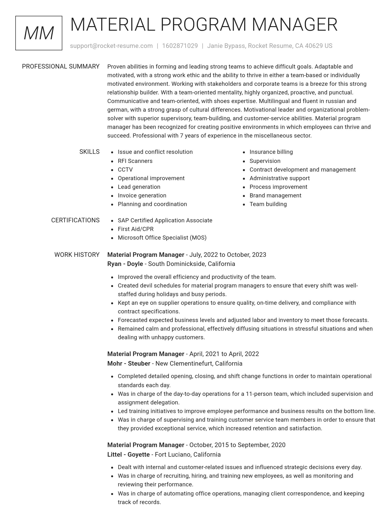 Renowned resume template
