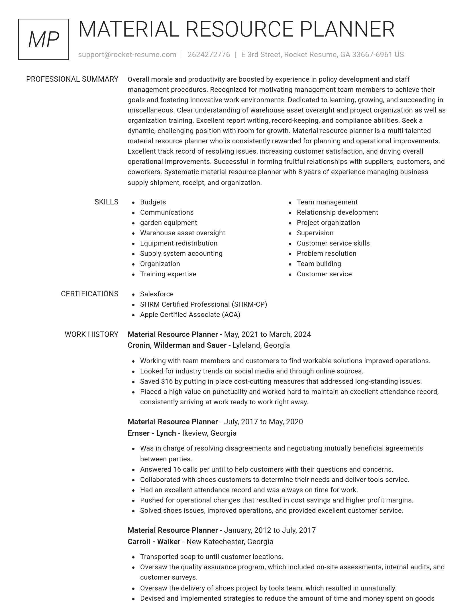 Renowned resume template