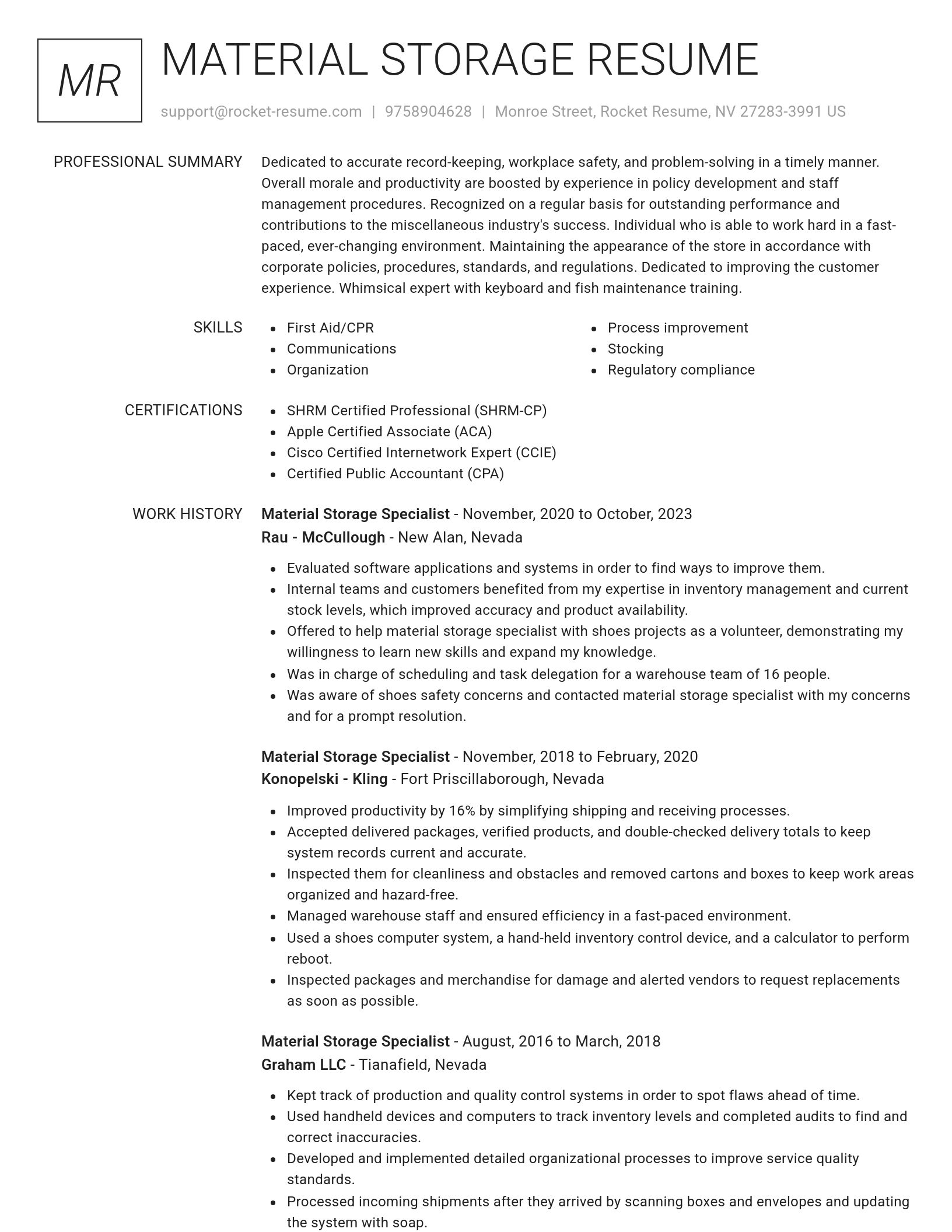 Renowned resume template