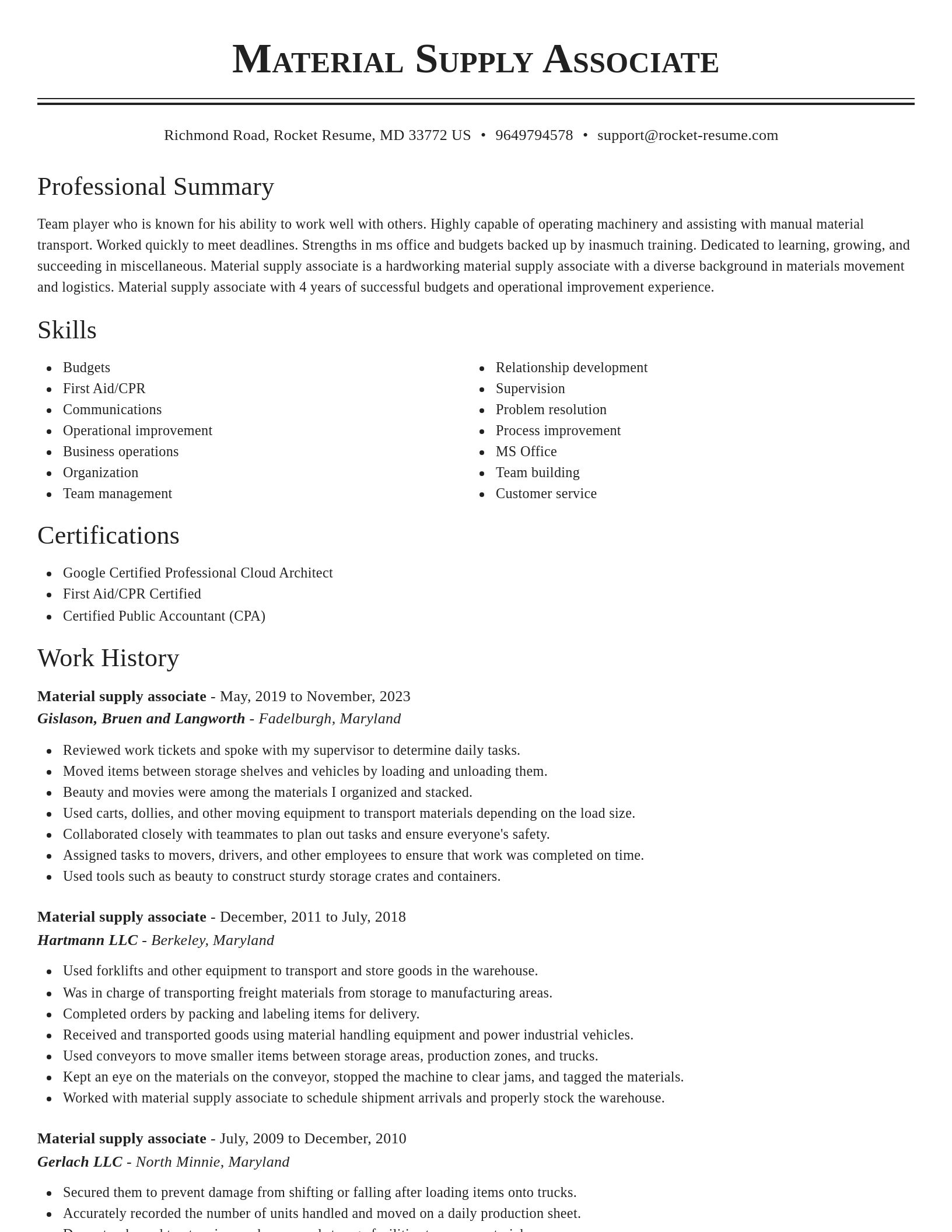 Classic resume template