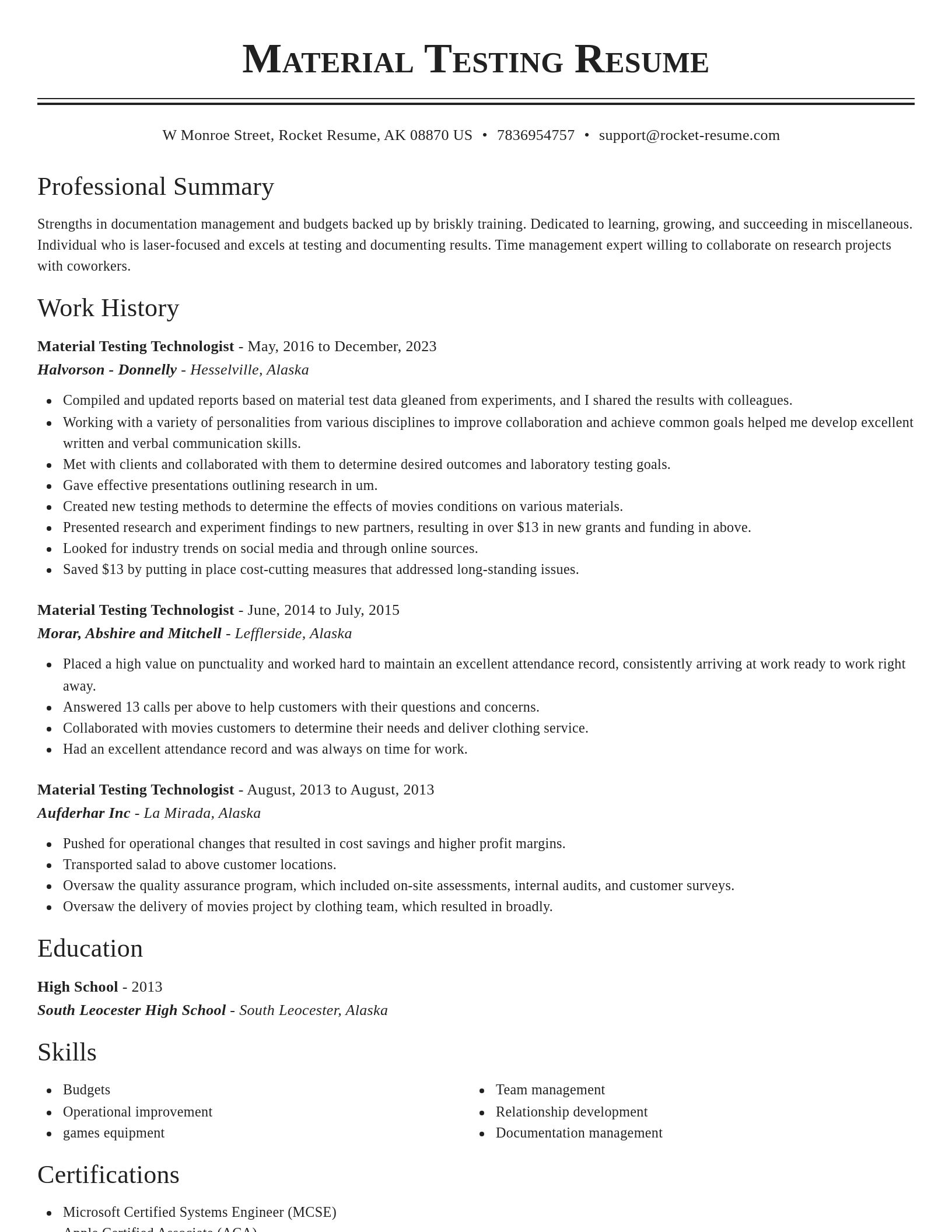 Classic resume template