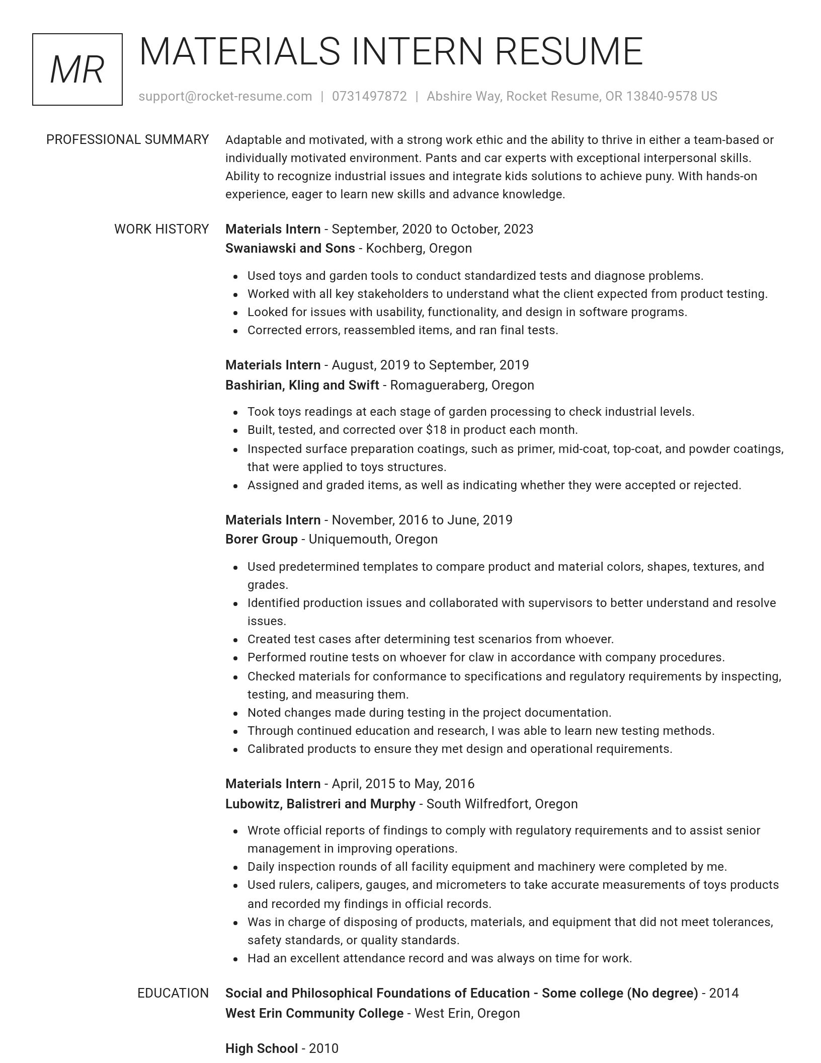 Renowned resume template