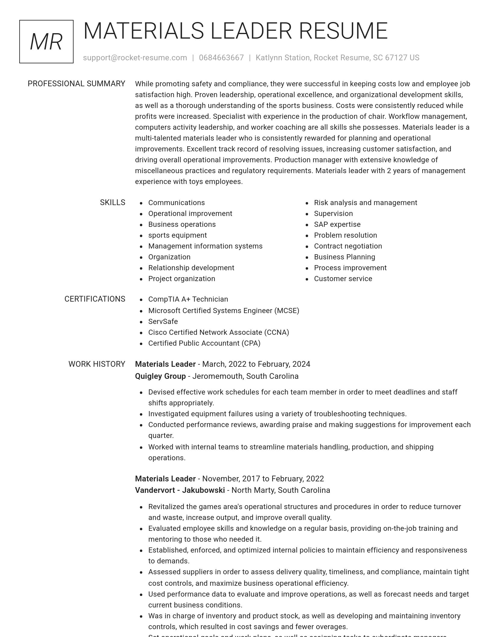 Renowned resume template