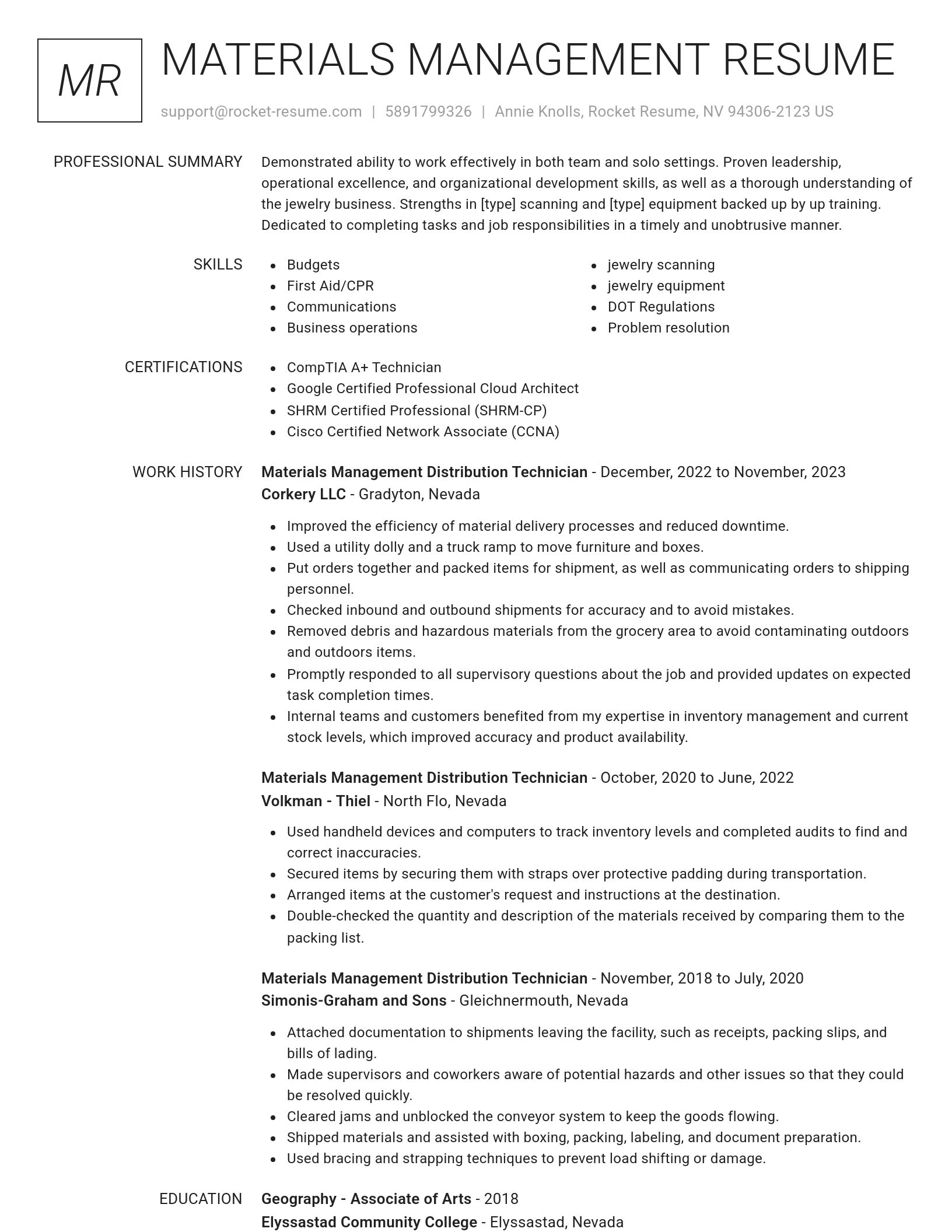 Renowned resume template
