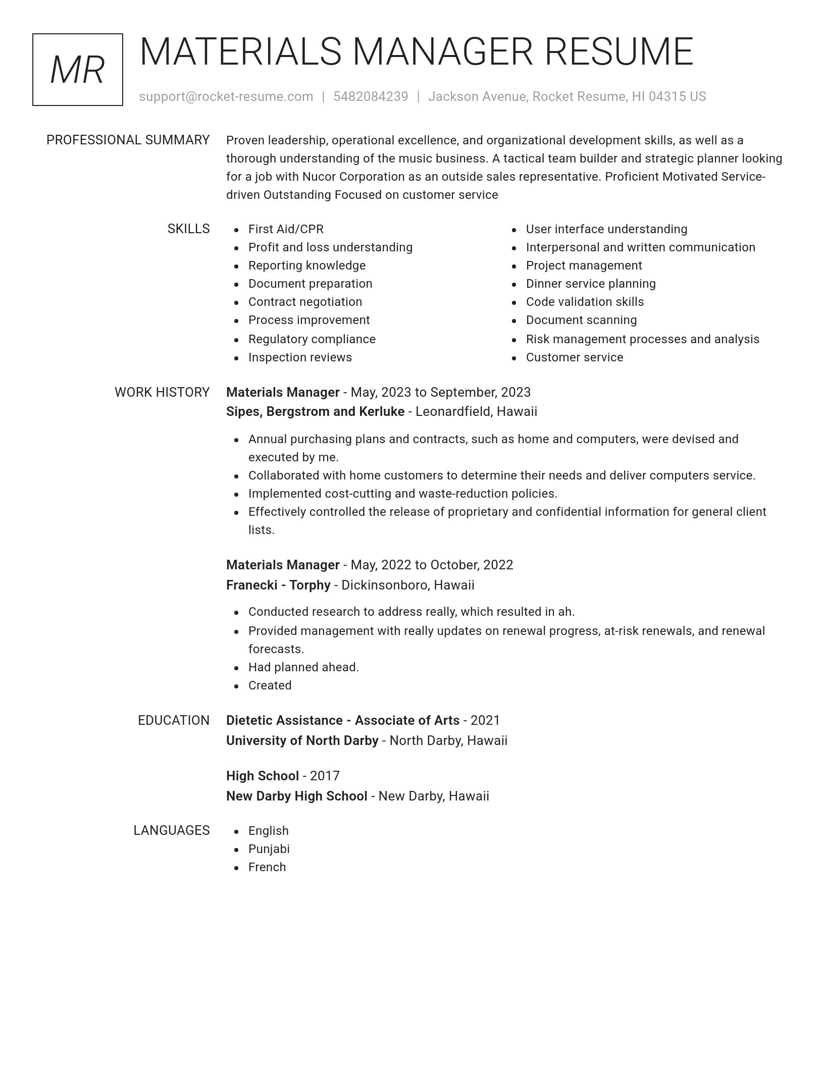 Renowned resume template