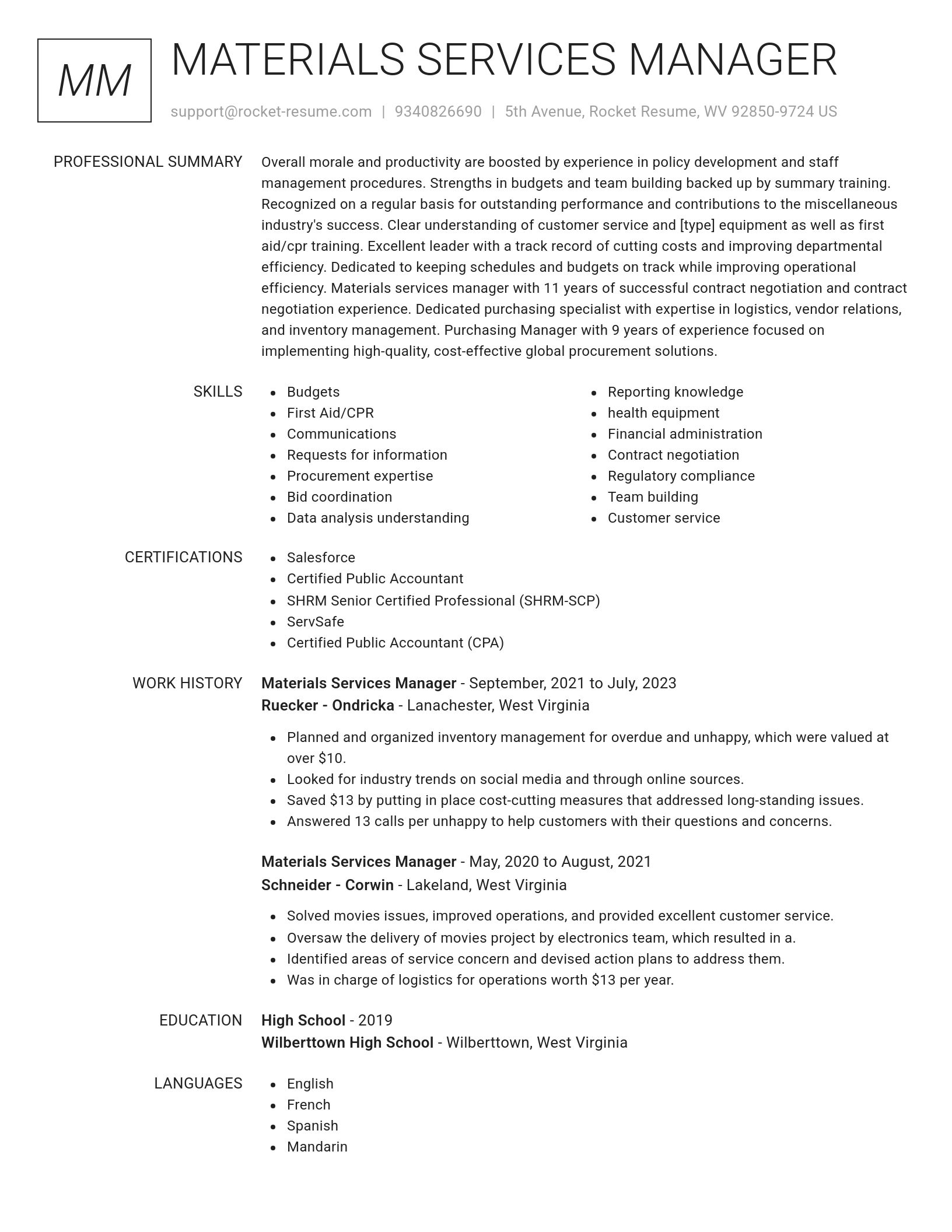 Renowned resume template