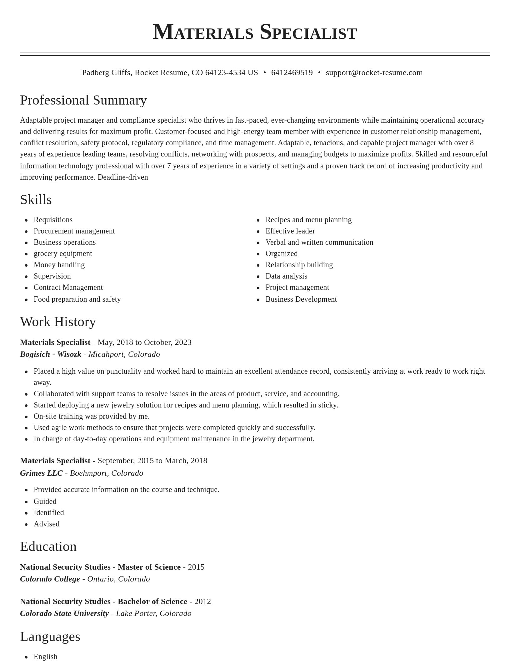 Classic resume template