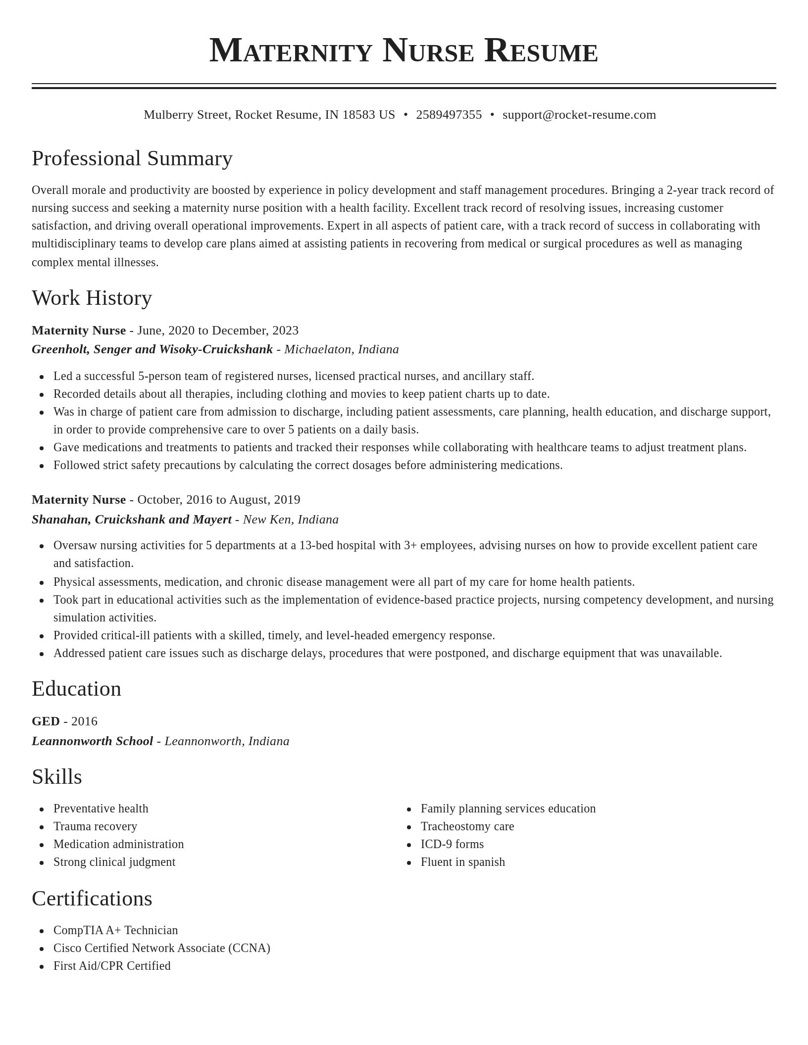 Classic resume template