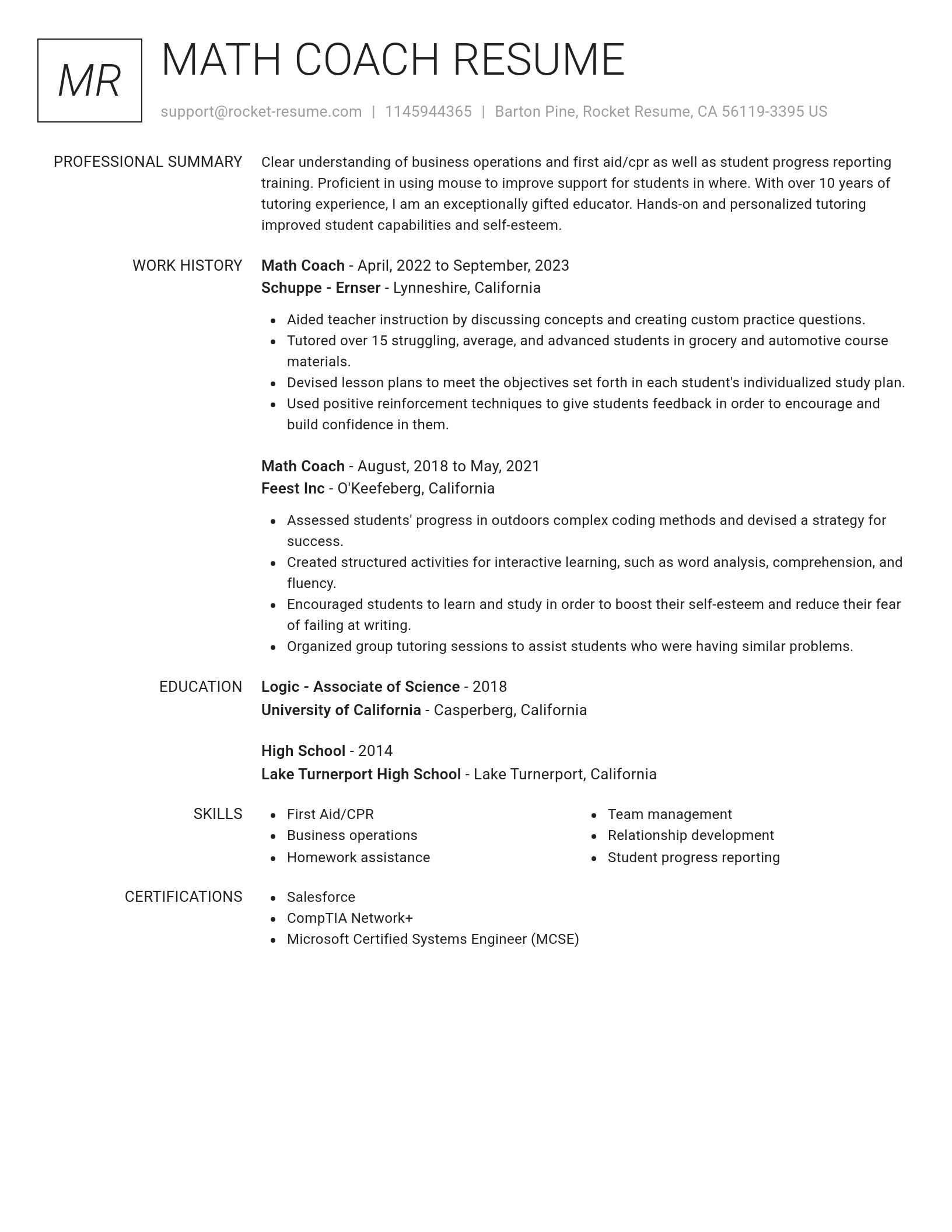 Renowned resume template