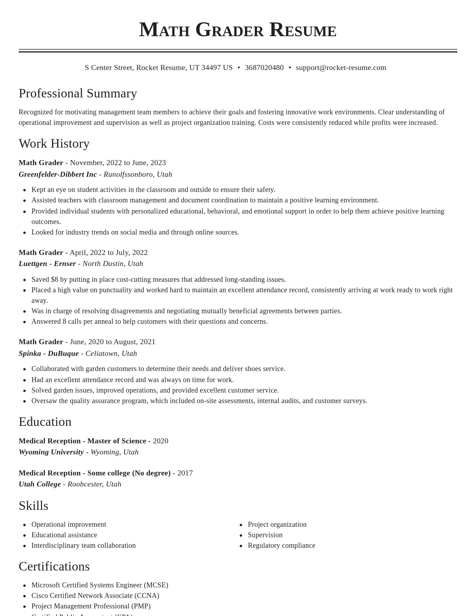 Classic resume template